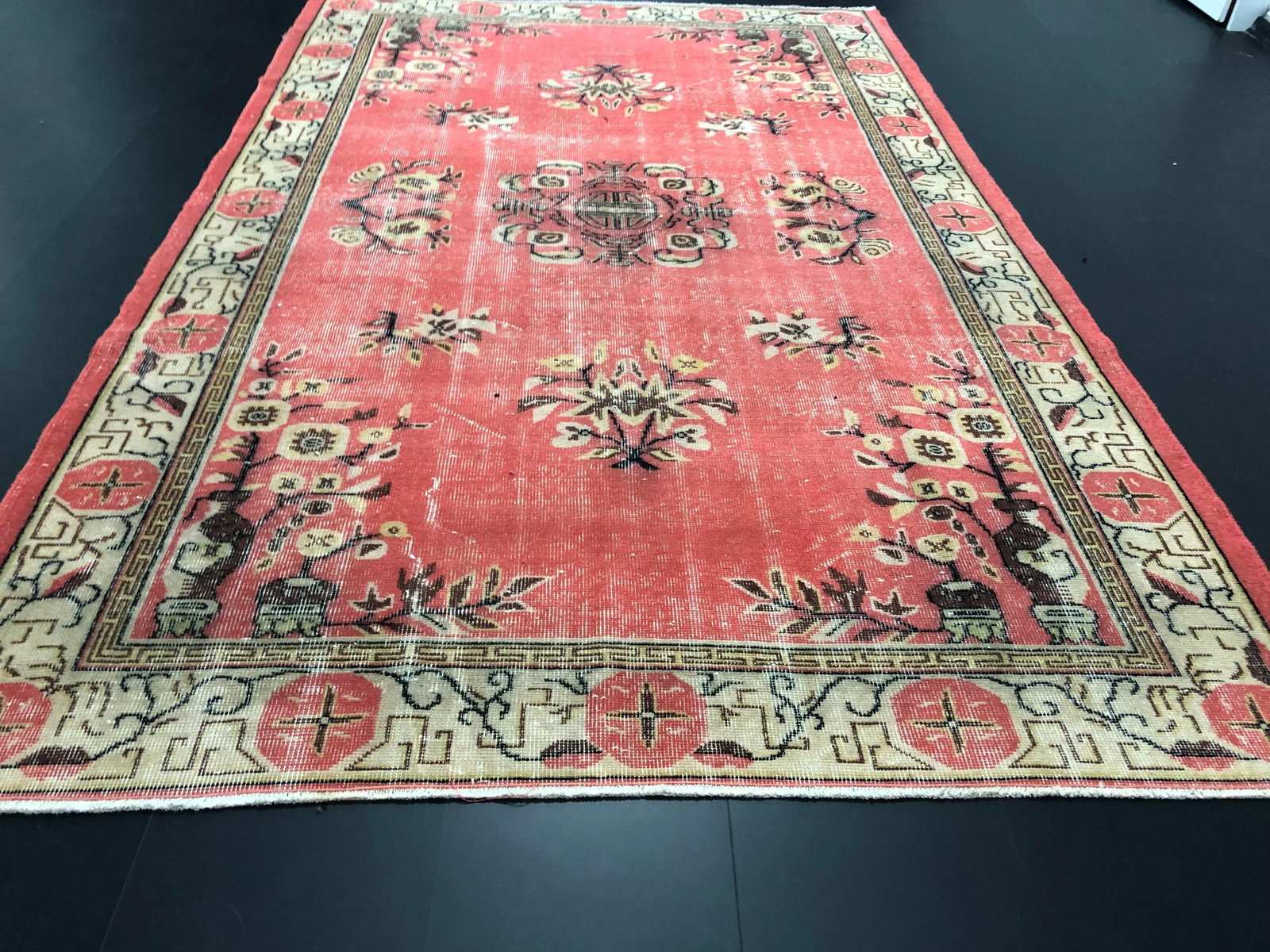 1970s Vintage Turkish Anatolian Hand-Knotted Area Rug - 5'10'' * 9'3'' - 3