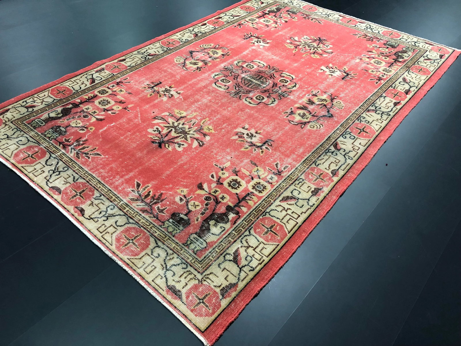 1970s Vintage Turkish Anatolian Hand-Knotted Area Rug - 5'10'' * 9'3'' - 5