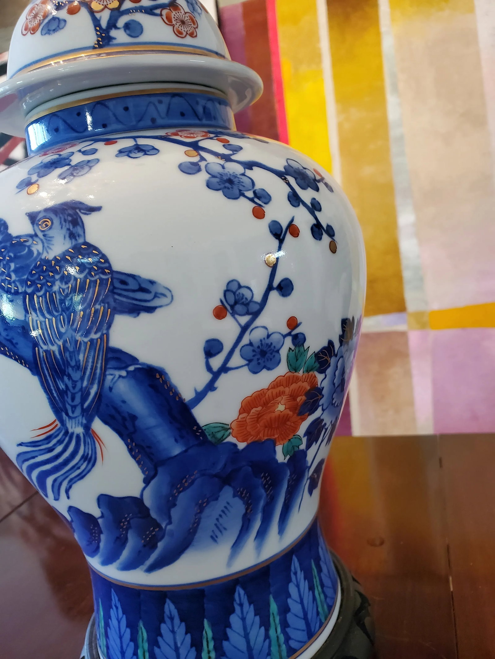 Mid-Century Hollywood Regency Asian Porcelain Lamp - 3