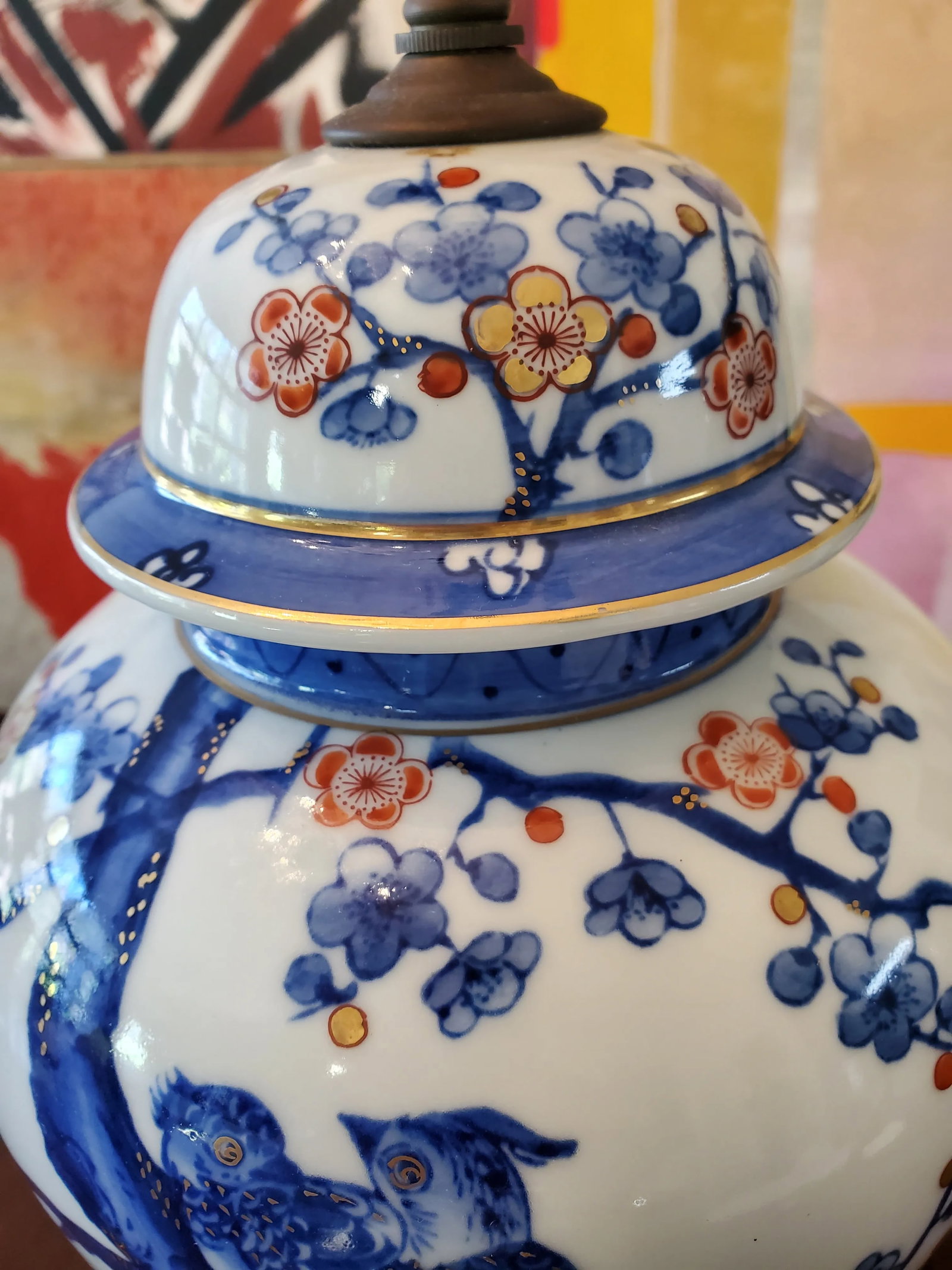 Mid-Century Hollywood Regency Asian Porcelain Lamp - 5