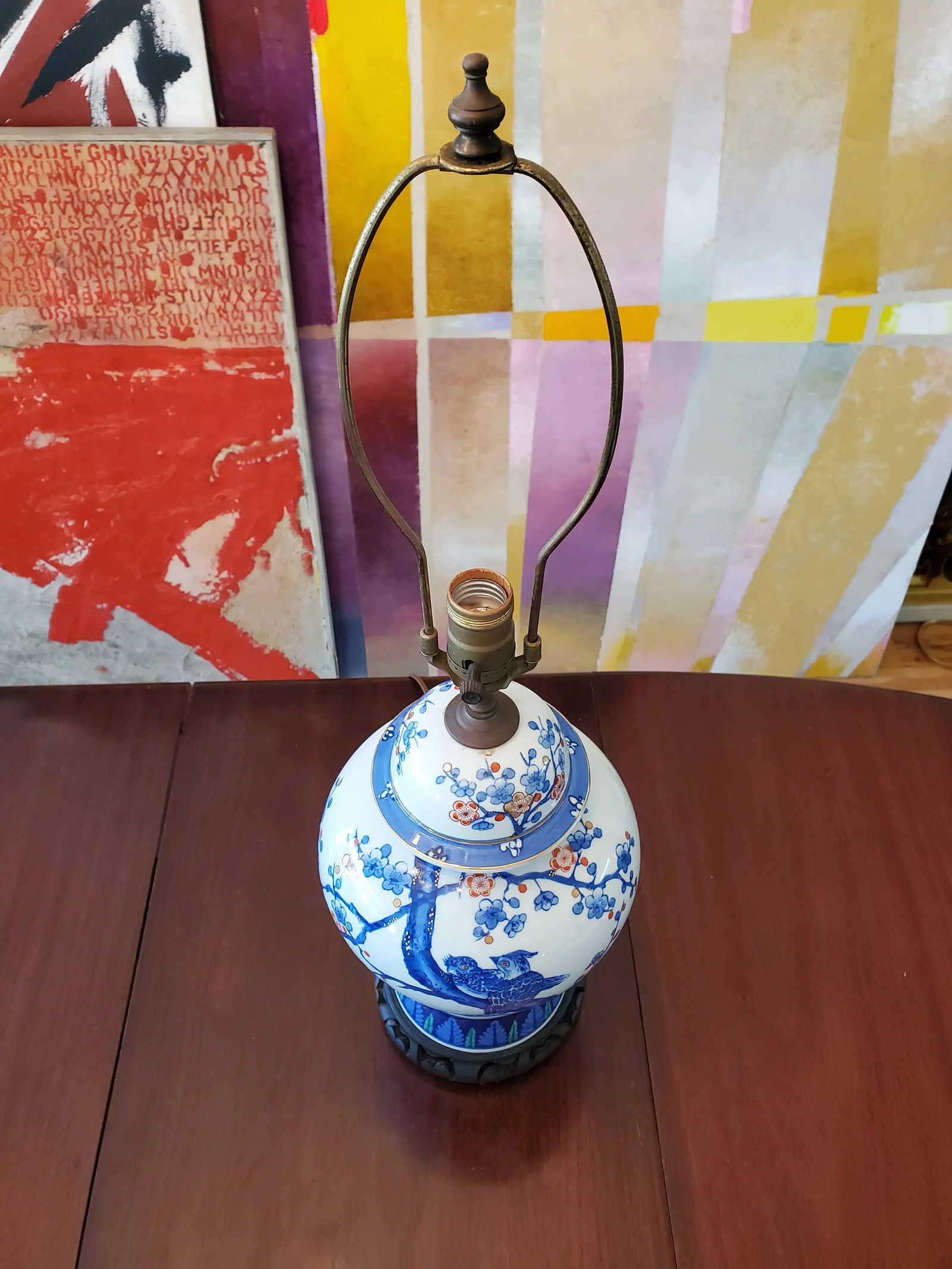 Mid-Century Hollywood Regency Asian Porcelain Lamp - 6