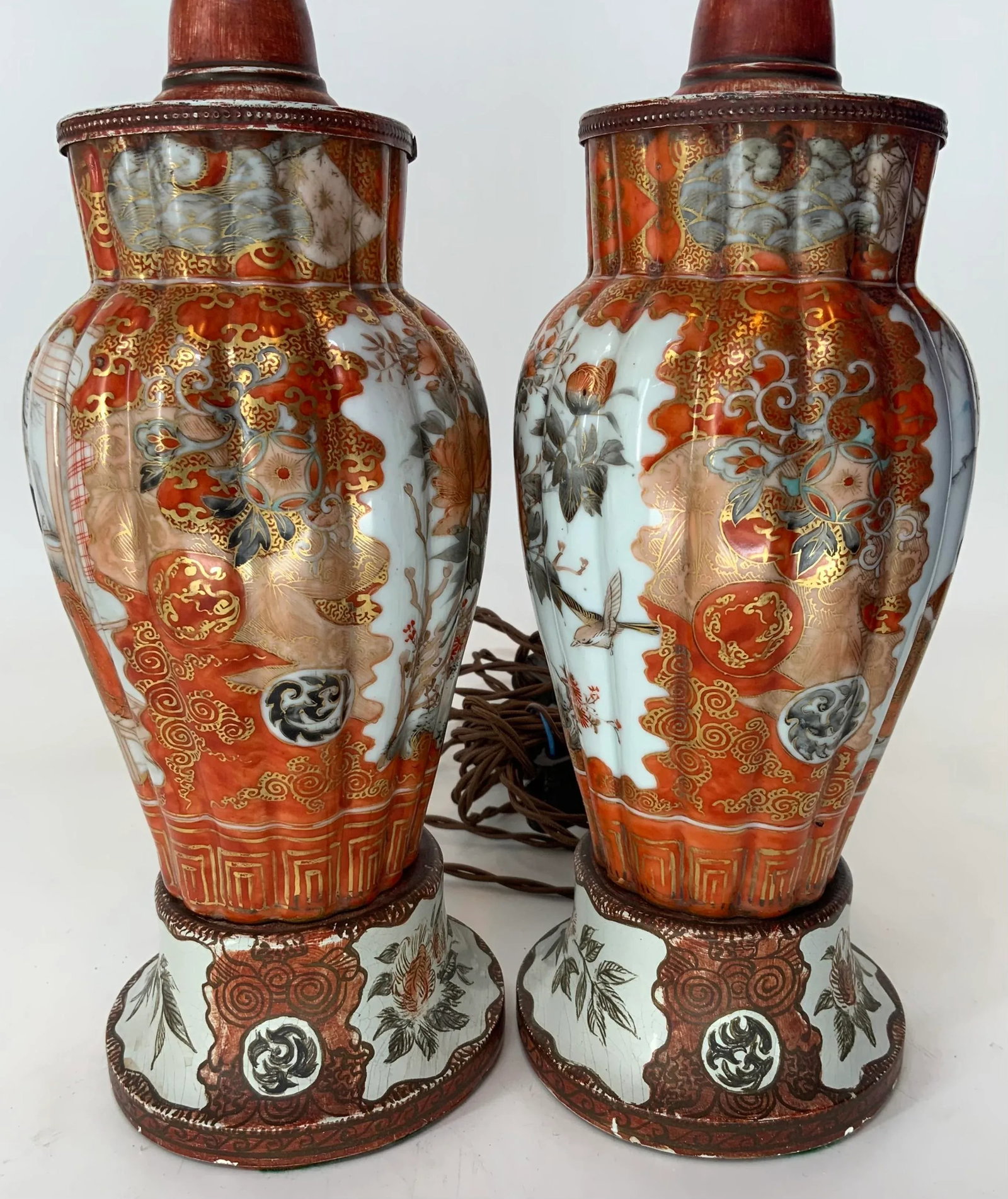 Pair of Antique Japanese Kutani Hand Painted Table Lamps. - 7