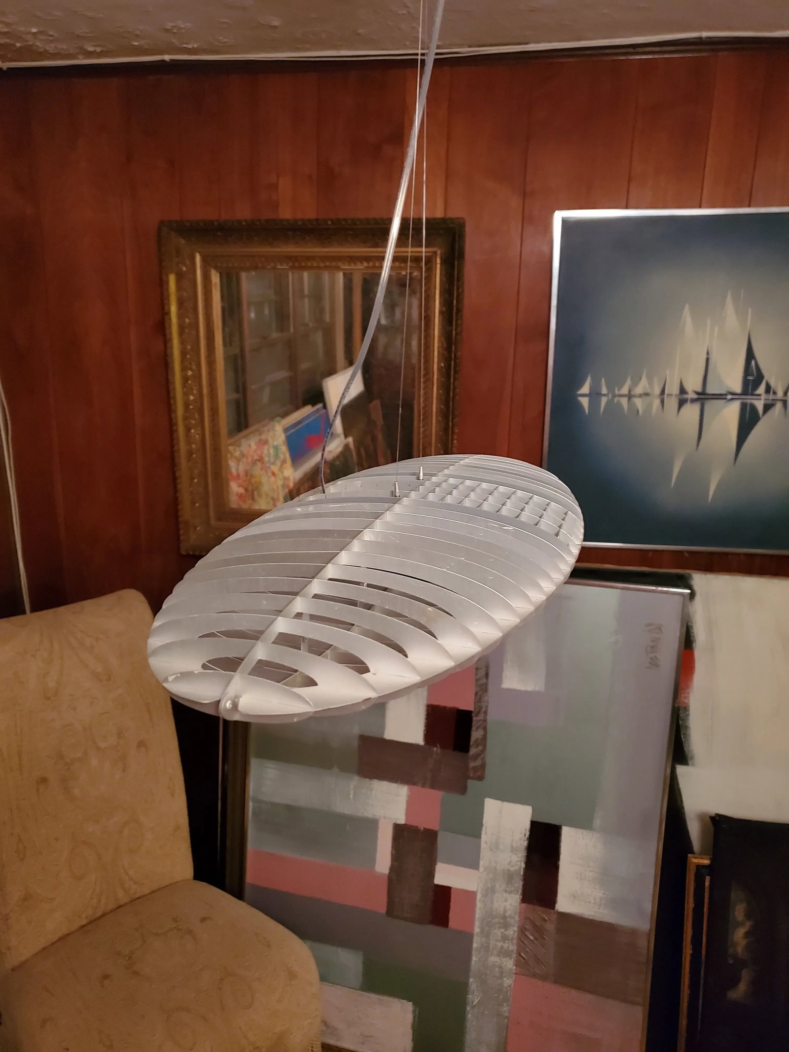Vintage Space Age 80's Designer Ufo Shape Chandelier - 5