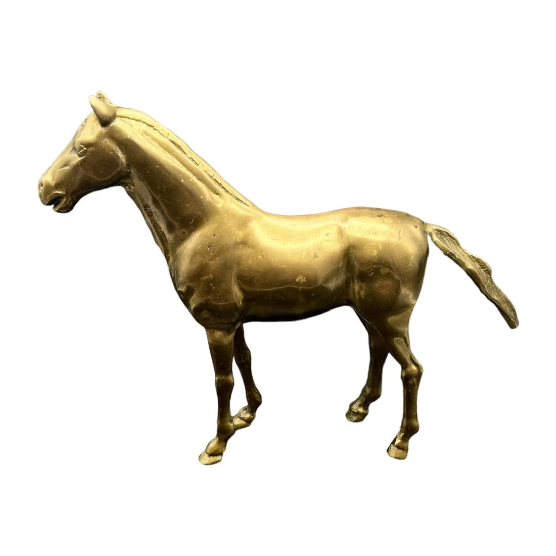 Vintage Patinated Horse Brass Statue - 2