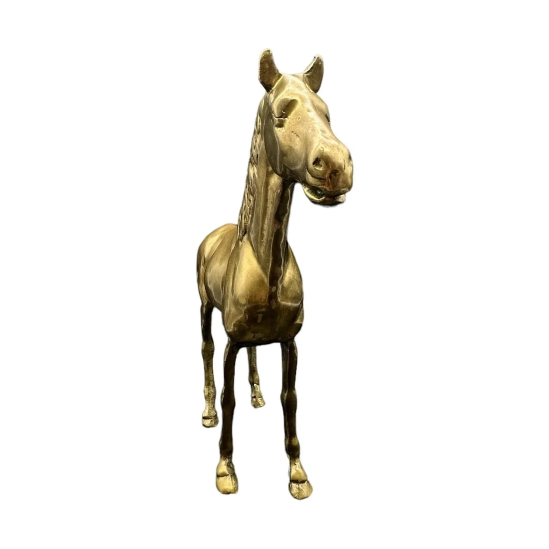 Vintage Patinated Horse Brass Statue - 3