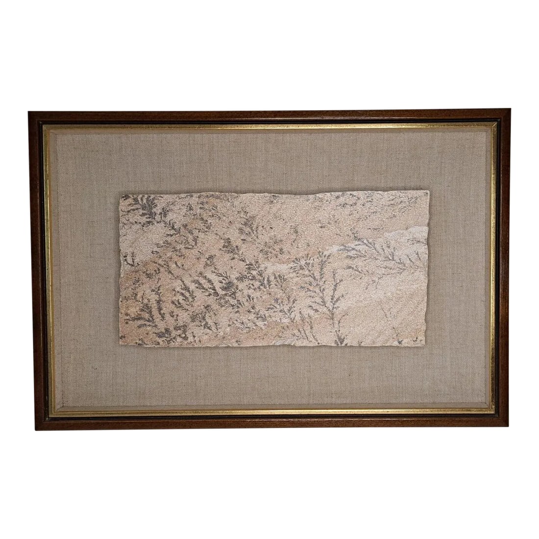 Large 1970s Manganese Oxide Dendrite Slab on Gypsum Matted Framed Rare: SKU: OT 2484 Large 15.5" x 8" Manganese Oxide Dendrite Slab on Gypsum Matted Framed Rare This spectacular manganese oxide dendrite came from my cousin's estate, I think it is from Germany, they were