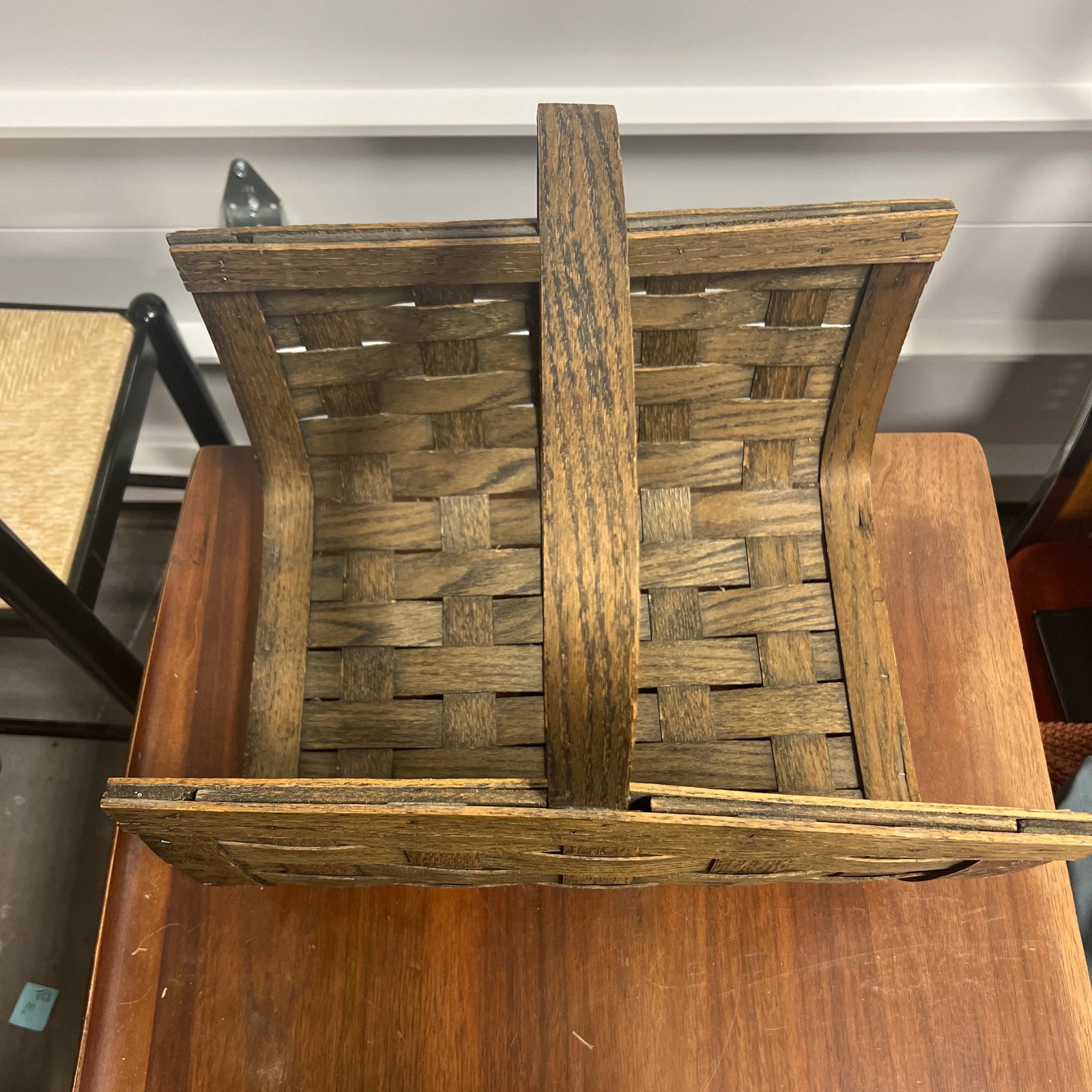 Vintage Split Oak Log Holder Basket for Fireplace - 2