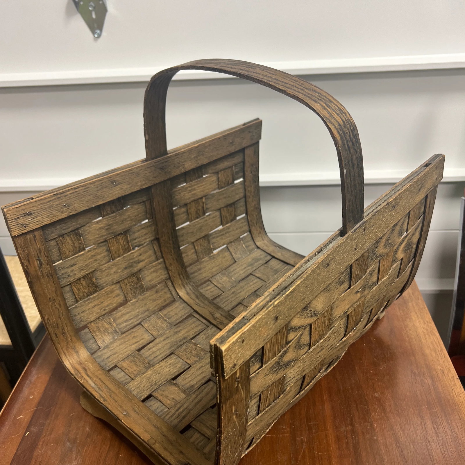Vintage Split Oak Log Holder Basket for Fireplace - 5