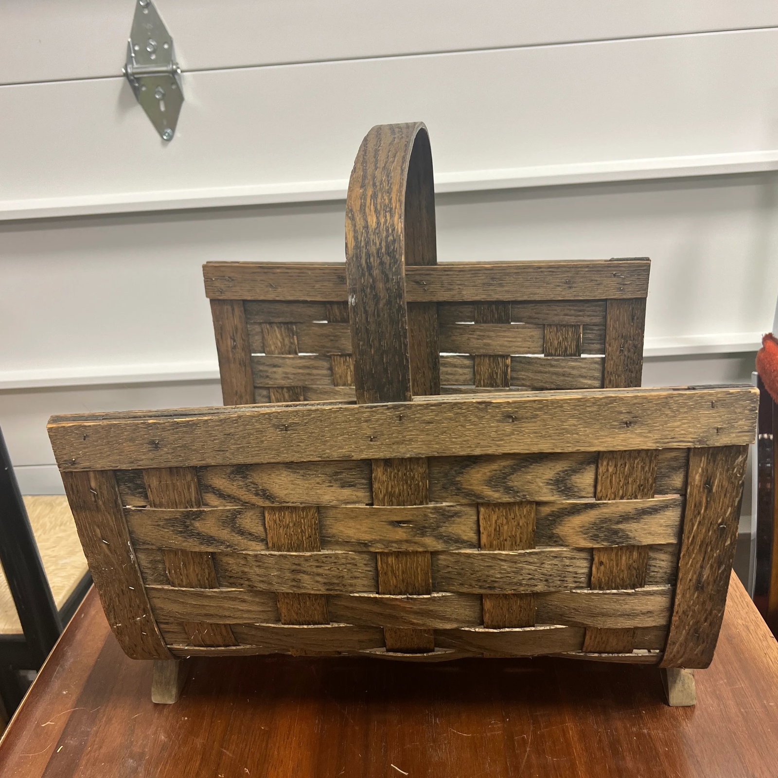 Vintage Split Oak Log Holder Basket for Fireplace - 6