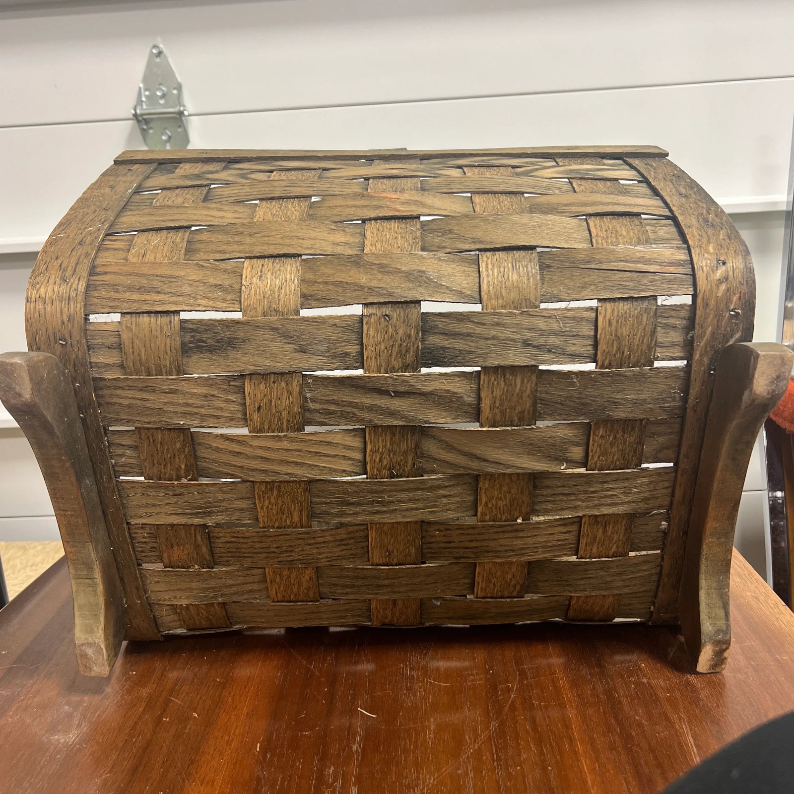 Vintage Split Oak Log Holder Basket for Fireplace - 7