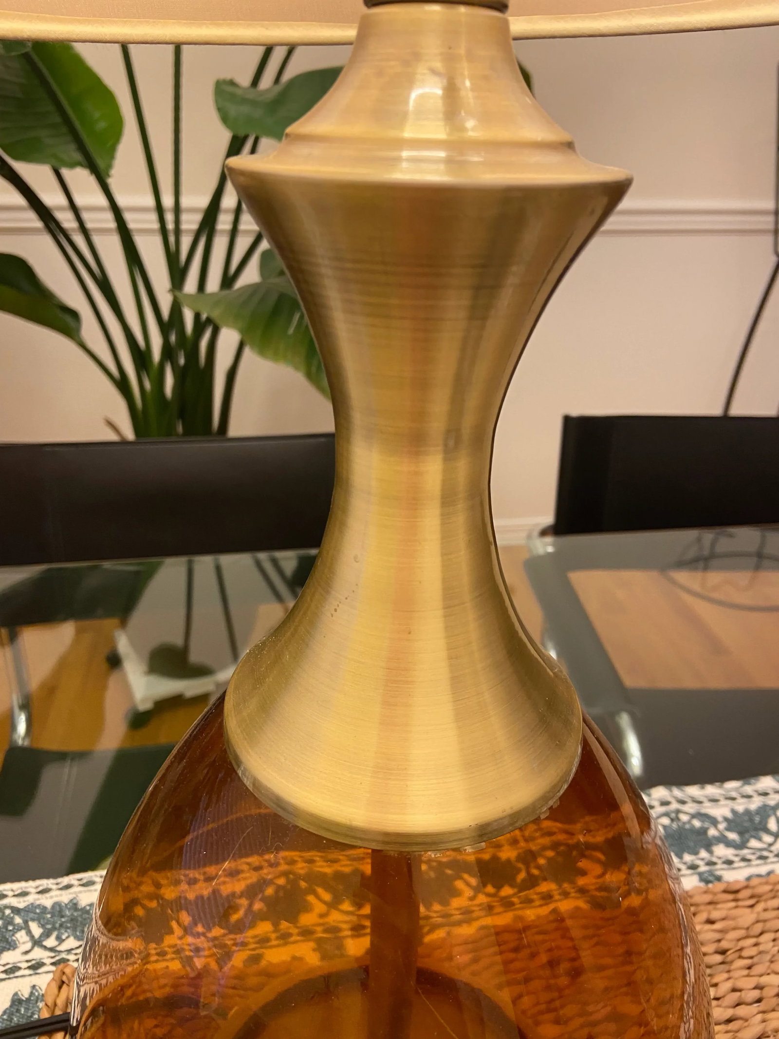 Vintage Amber Glass Lamp - 5