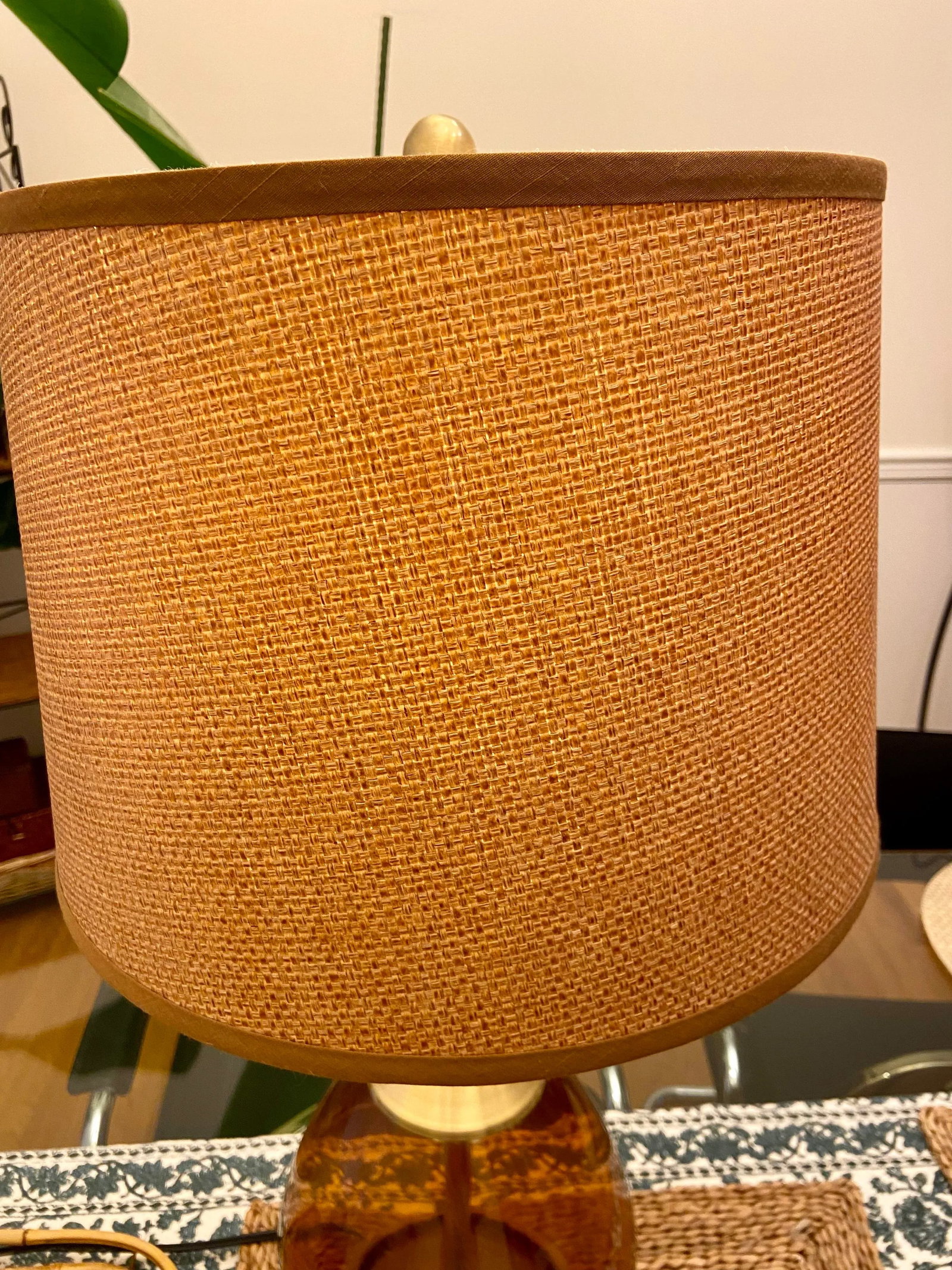 Vintage Amber Glass Lamp - 6