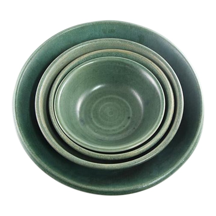 Green Earthenware Mixing Bowls- Set of 4 (1 of 12)
