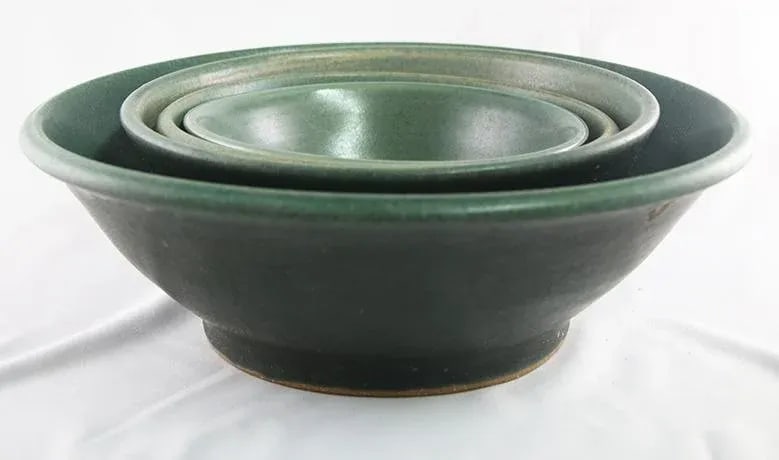 Green Earthenware Mixing Bowls- Set of 4 - 3