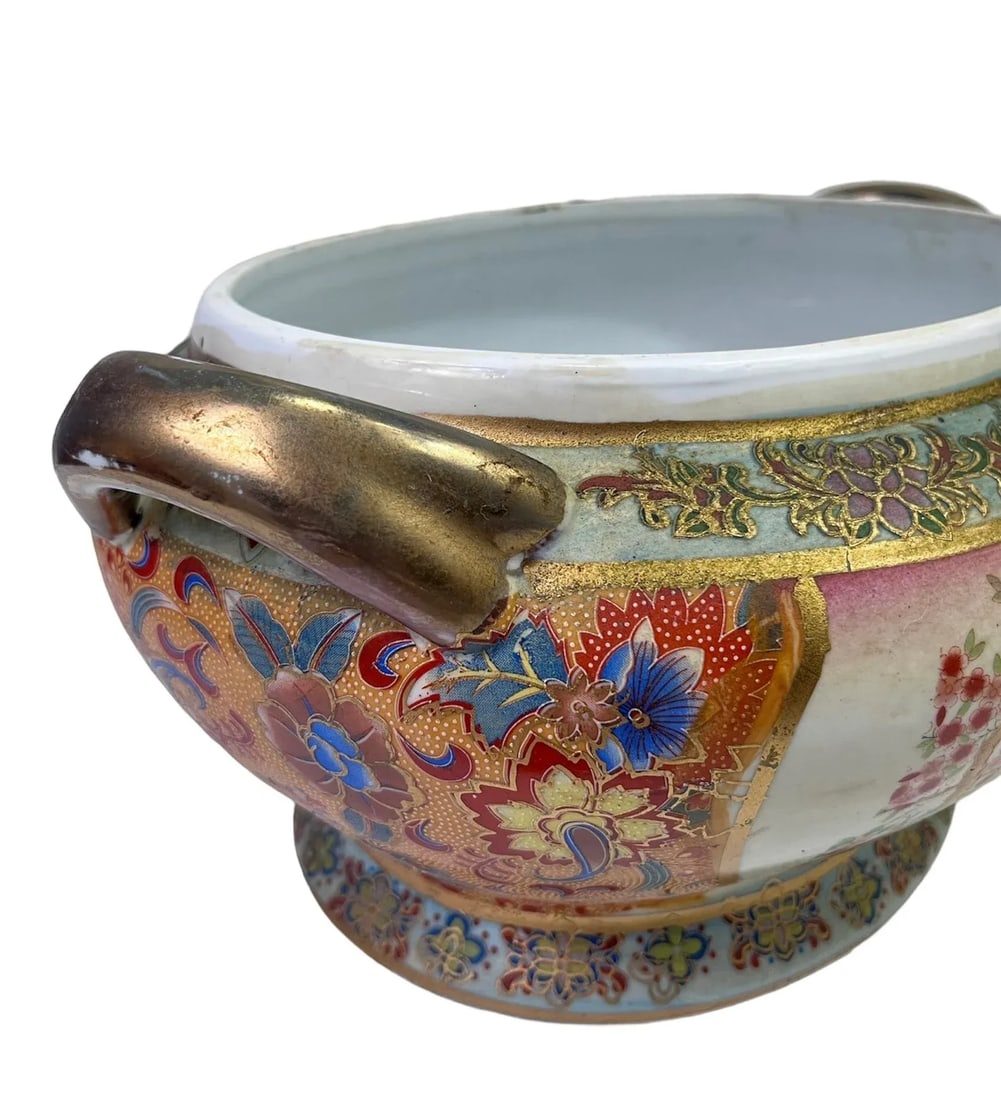 Early 1900s Antique Satsuma Style Tureen With Under Plate - 6