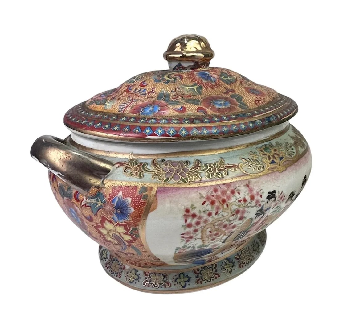 Early 1900s Antique Satsuma Style Tureen With Under Plate - 7