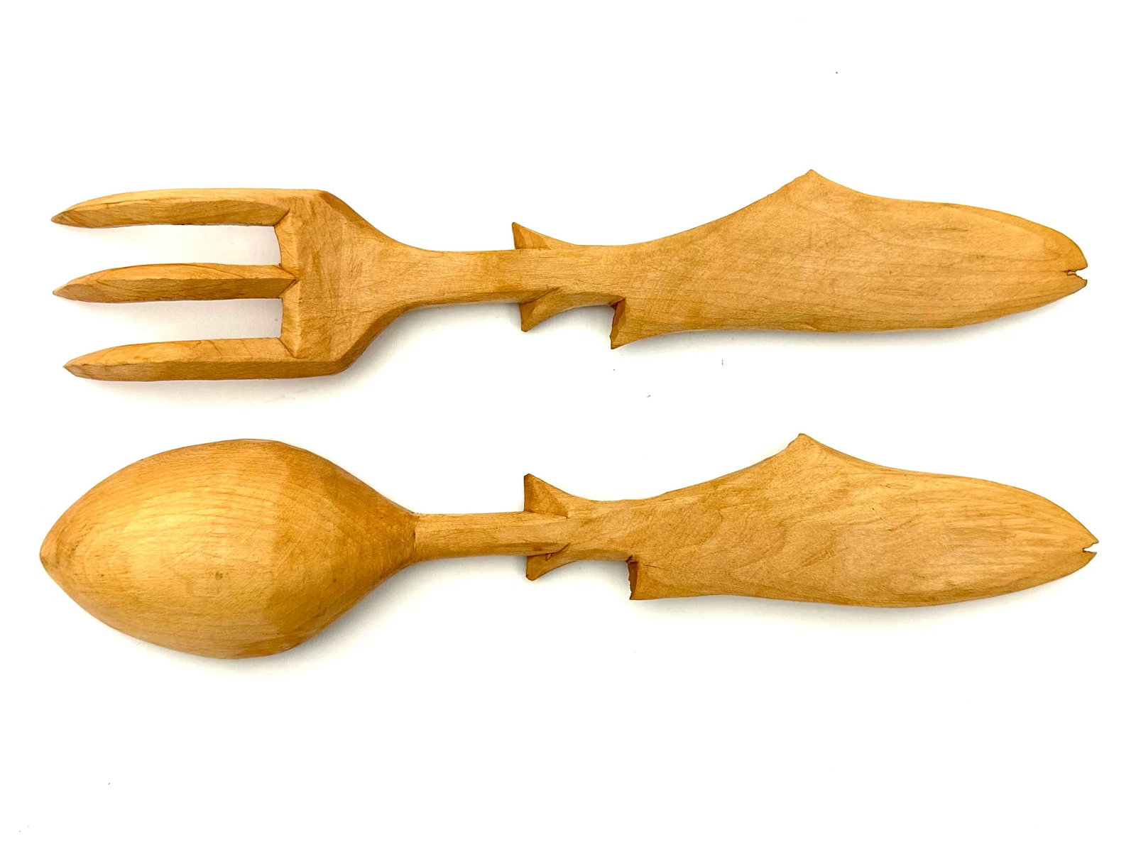 1960s Gerard Fortin Hand Carved Bowl & Utensils - 3