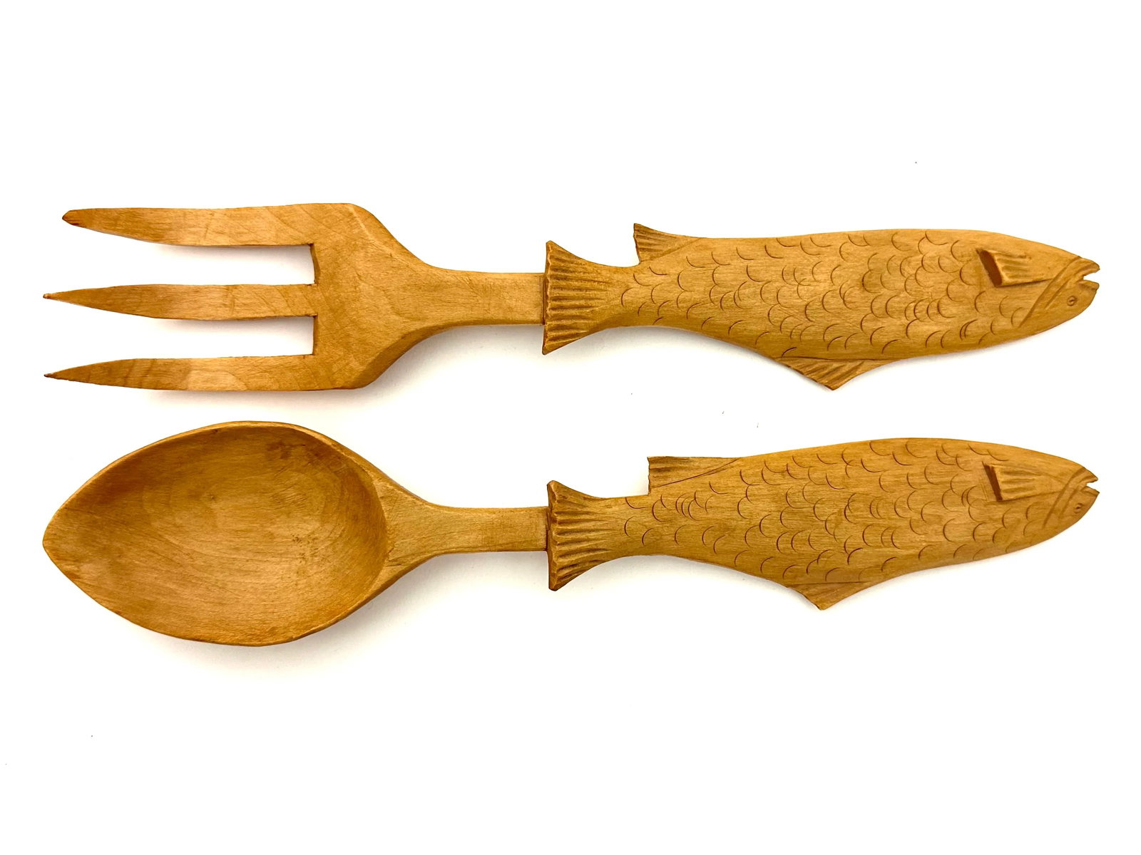 1960s Gerard Fortin Hand Carved Bowl & Utensils - 4
