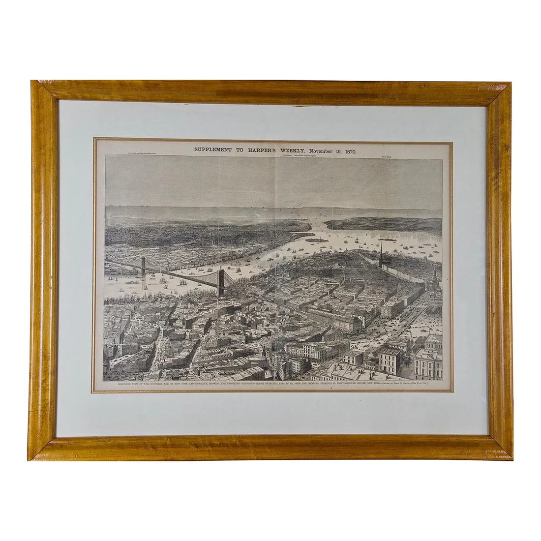 View of Proposed Brooklyn Bridge and New York City, 1870 (1 of 5)