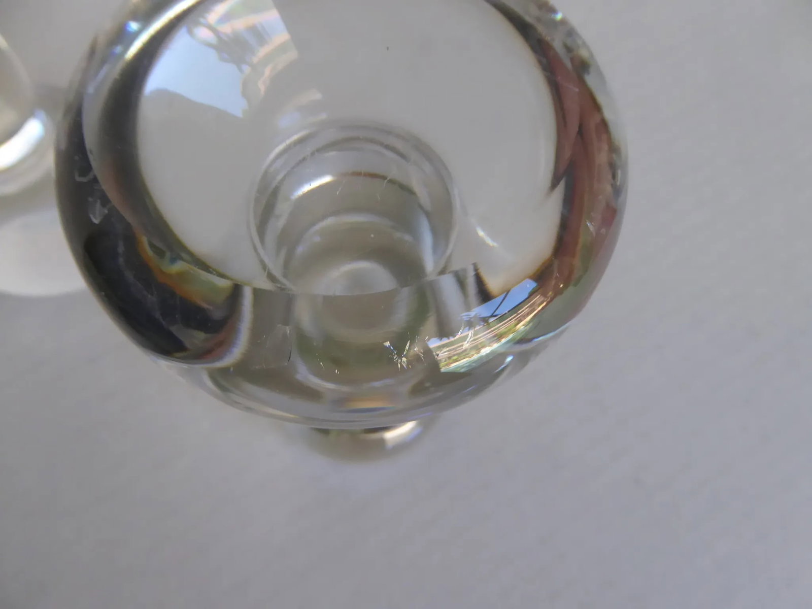 Pair Art Deco Modern Swedish Crystal Candleholders Dumbell Shaped 1940s - 11