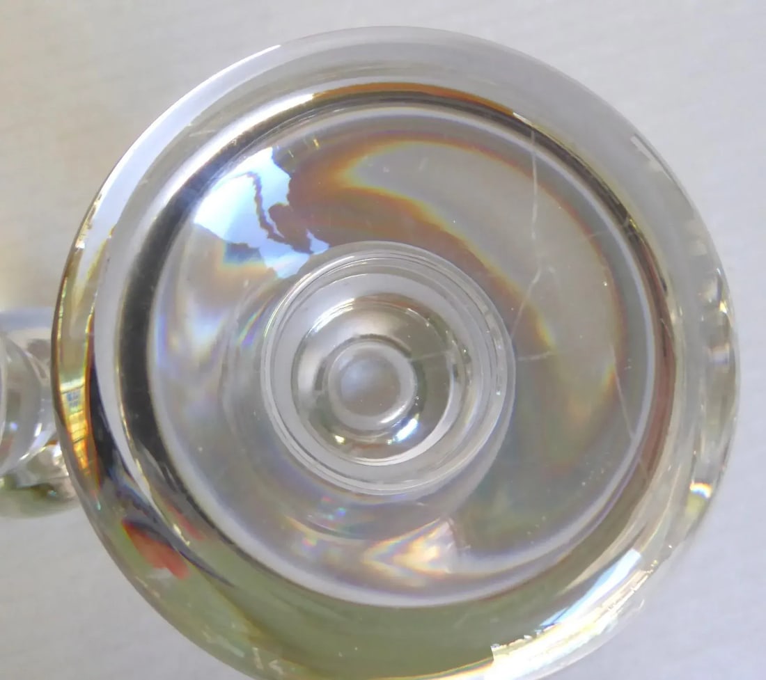 Pair Art Deco Modern Swedish Crystal Candleholders Dumbell Shaped 1940s - 7