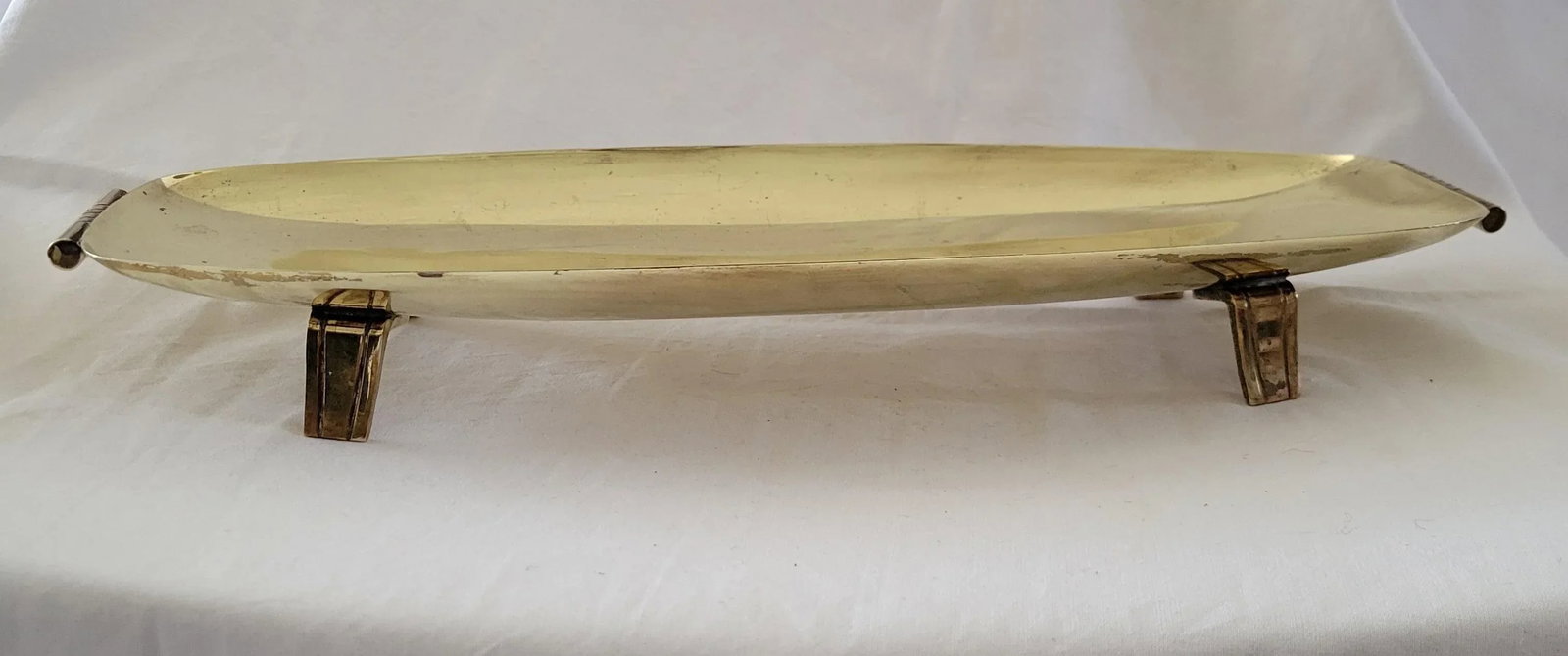 1980s Regency Tommi Parzinger for Doryln Silversmiths Brass Footrd Tray - 2