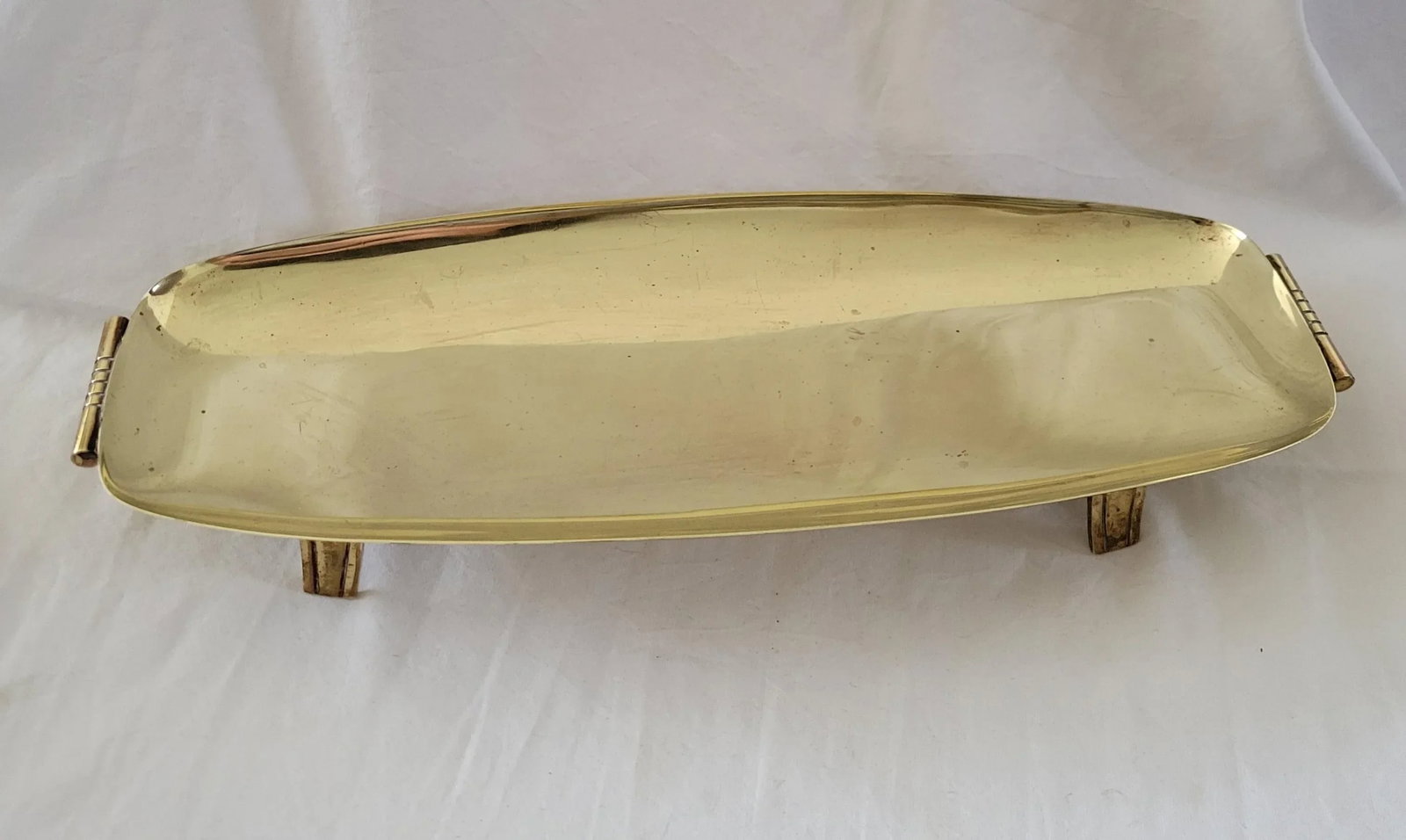 1980s Regency Tommi Parzinger for Doryln Silversmiths Brass Footrd Tray - 4