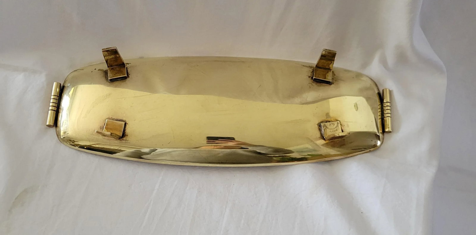 1980s Regency Tommi Parzinger for Doryln Silversmiths Brass Footrd Tray - 5