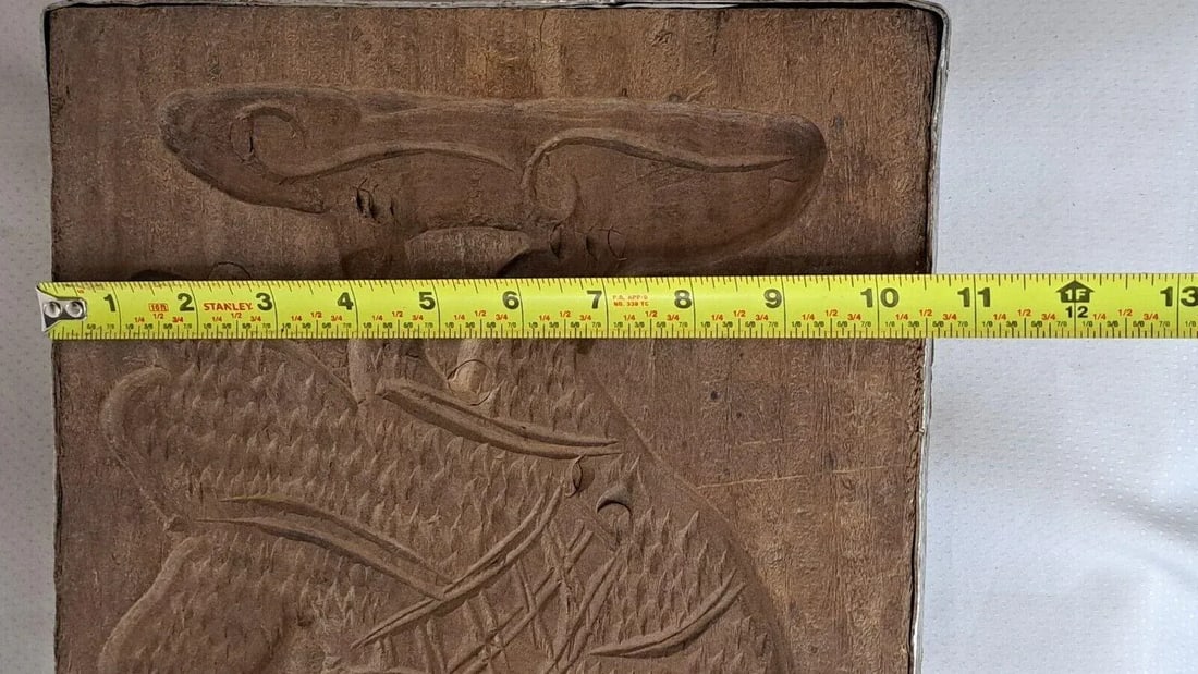Antique Carved Wood a Man Riding Rooster Springerle Cookie Board Mold Folk Art, 18th Century - 12