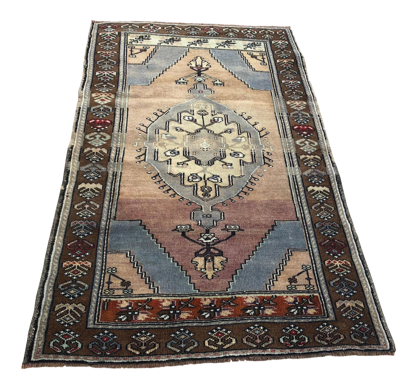 1970s Vintage Distressed Turkish Handmade Rug - 3'2'' * 5'6'' (1 of 11)