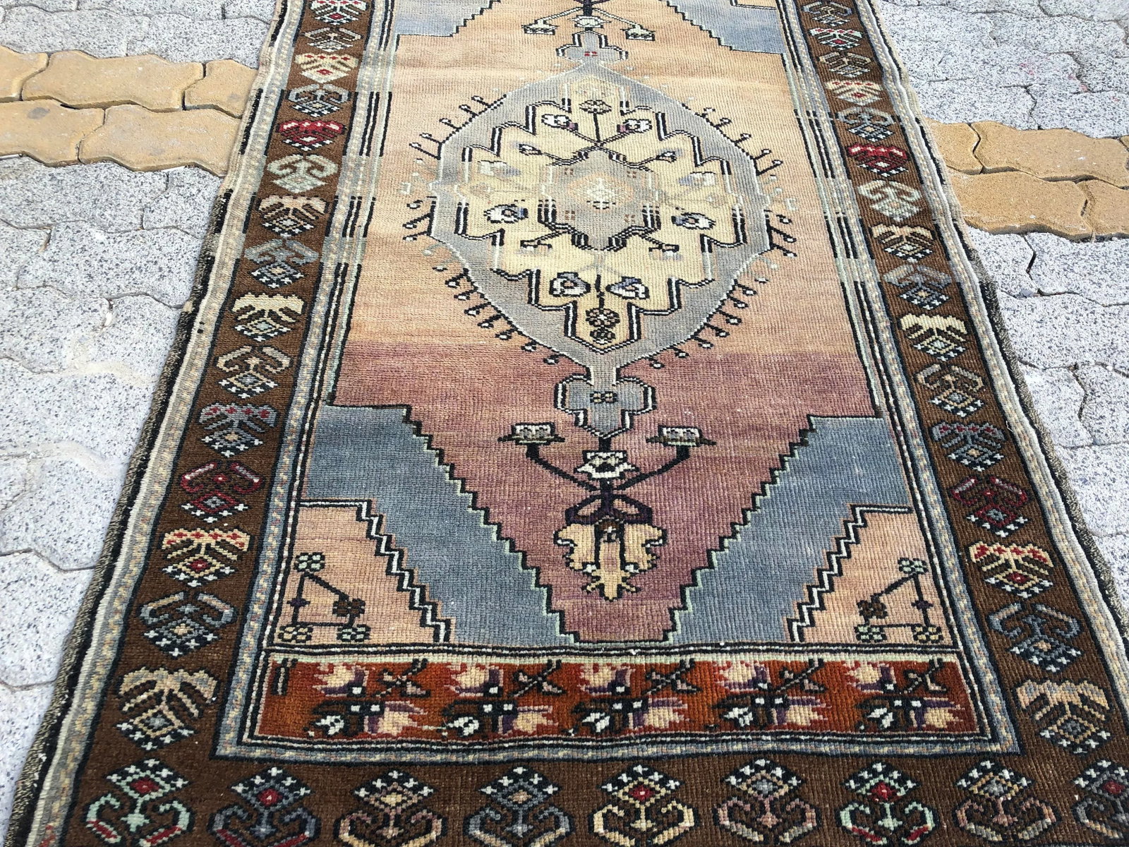 1970s Vintage Distressed Turkish Handmade Rug - 3'2'' * 5'6'' - 2