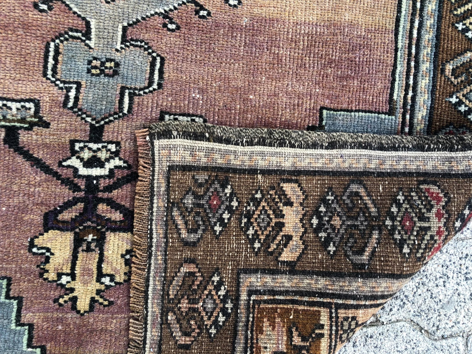 1970s Vintage Distressed Turkish Handmade Rug - 3'2'' * 5'6'' - 4