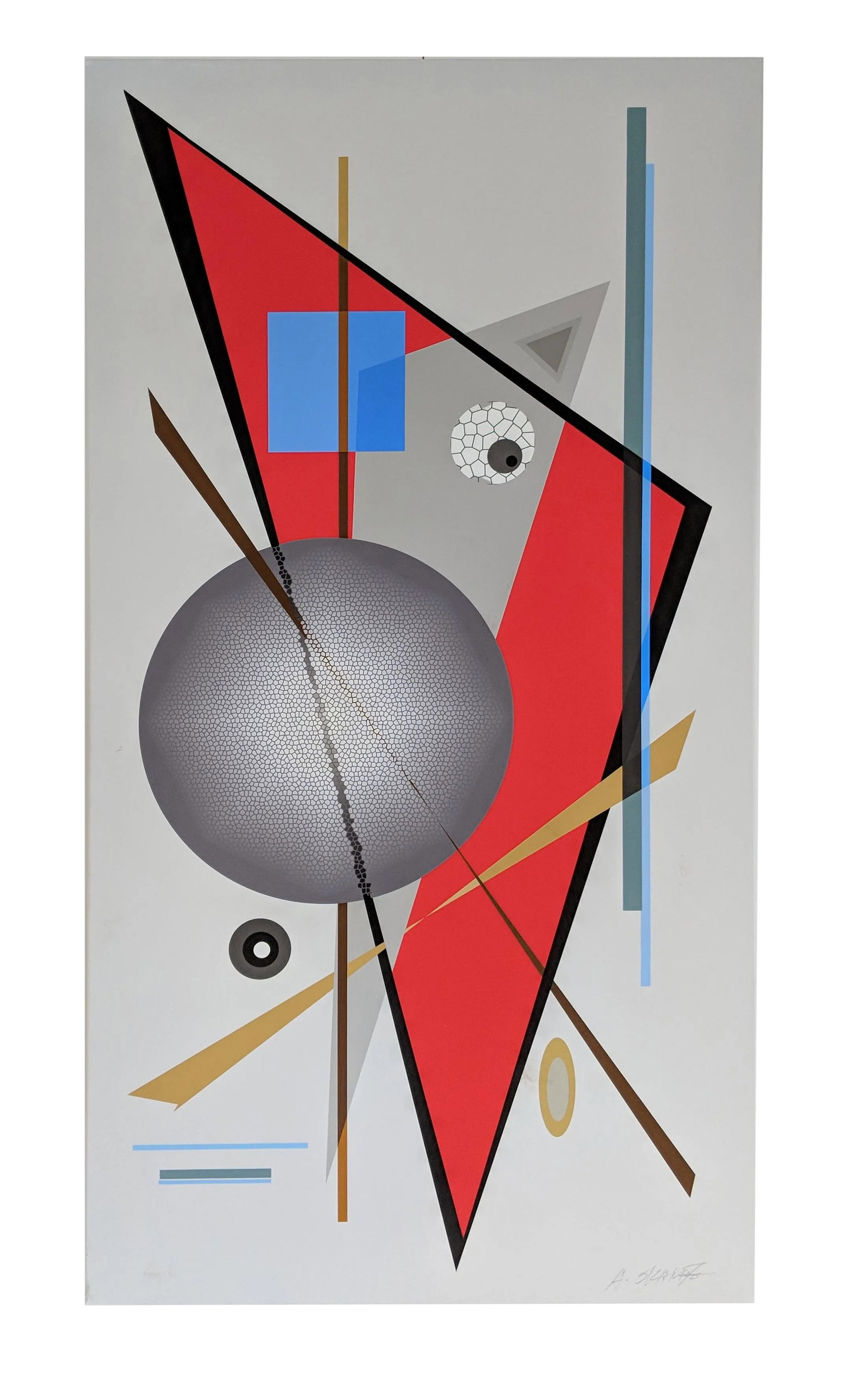 Abstract Serigraph, "Colorscape Red" by Atsuko Okamoto (1 of 8)