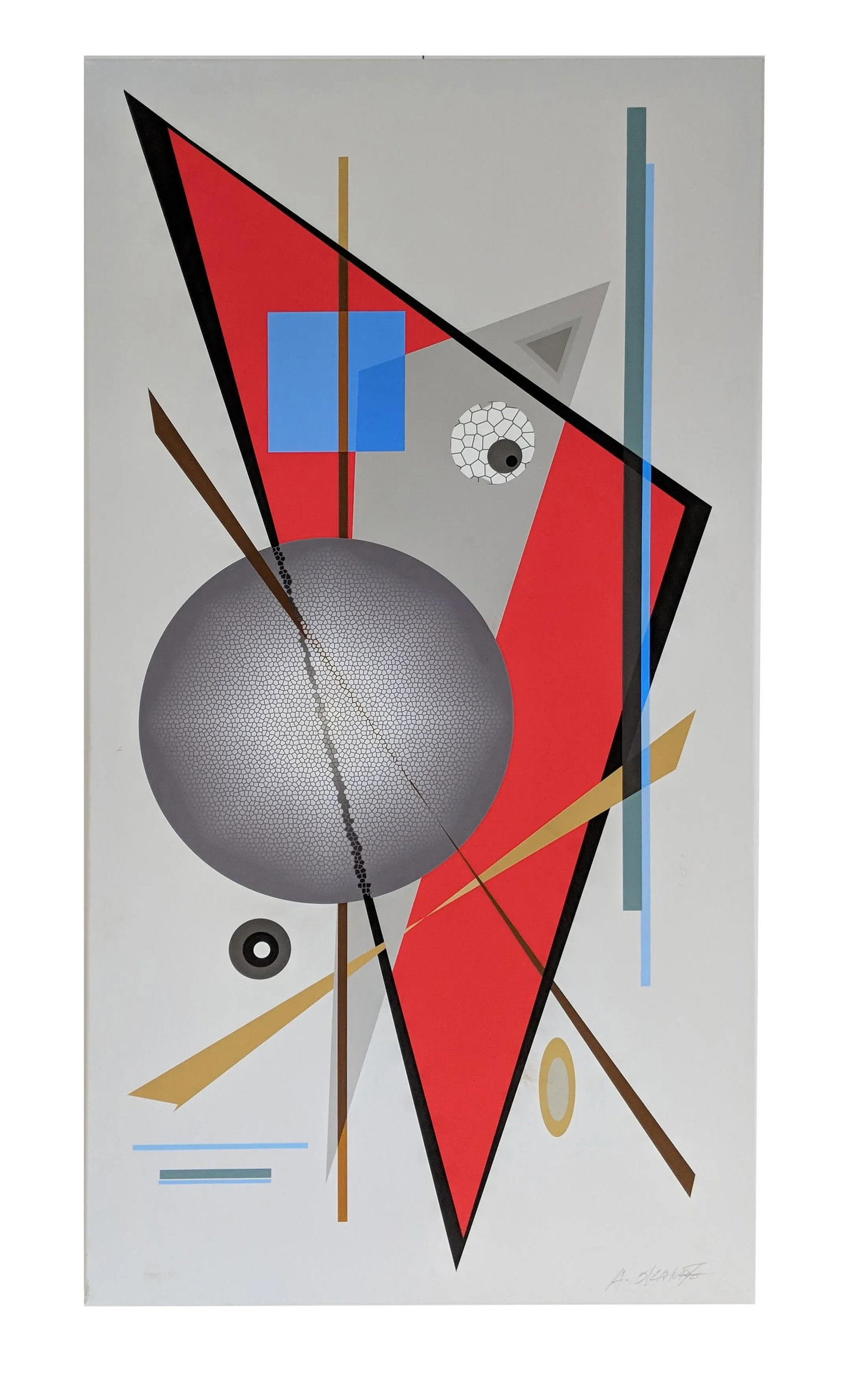 Abstract Serigraph, "Colorscape Red" by Atsuko Okamoto - 8