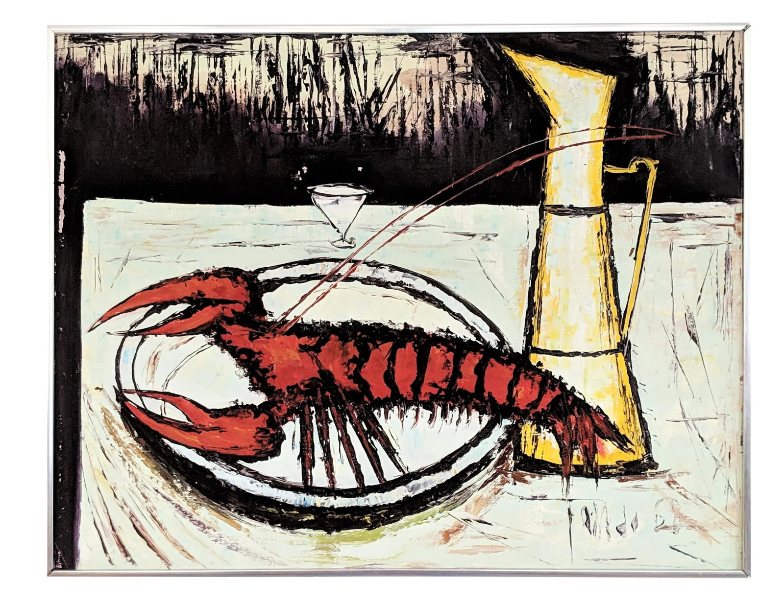 1960s Vintage Abstract Lobster Oil on Canvas Painting - 13