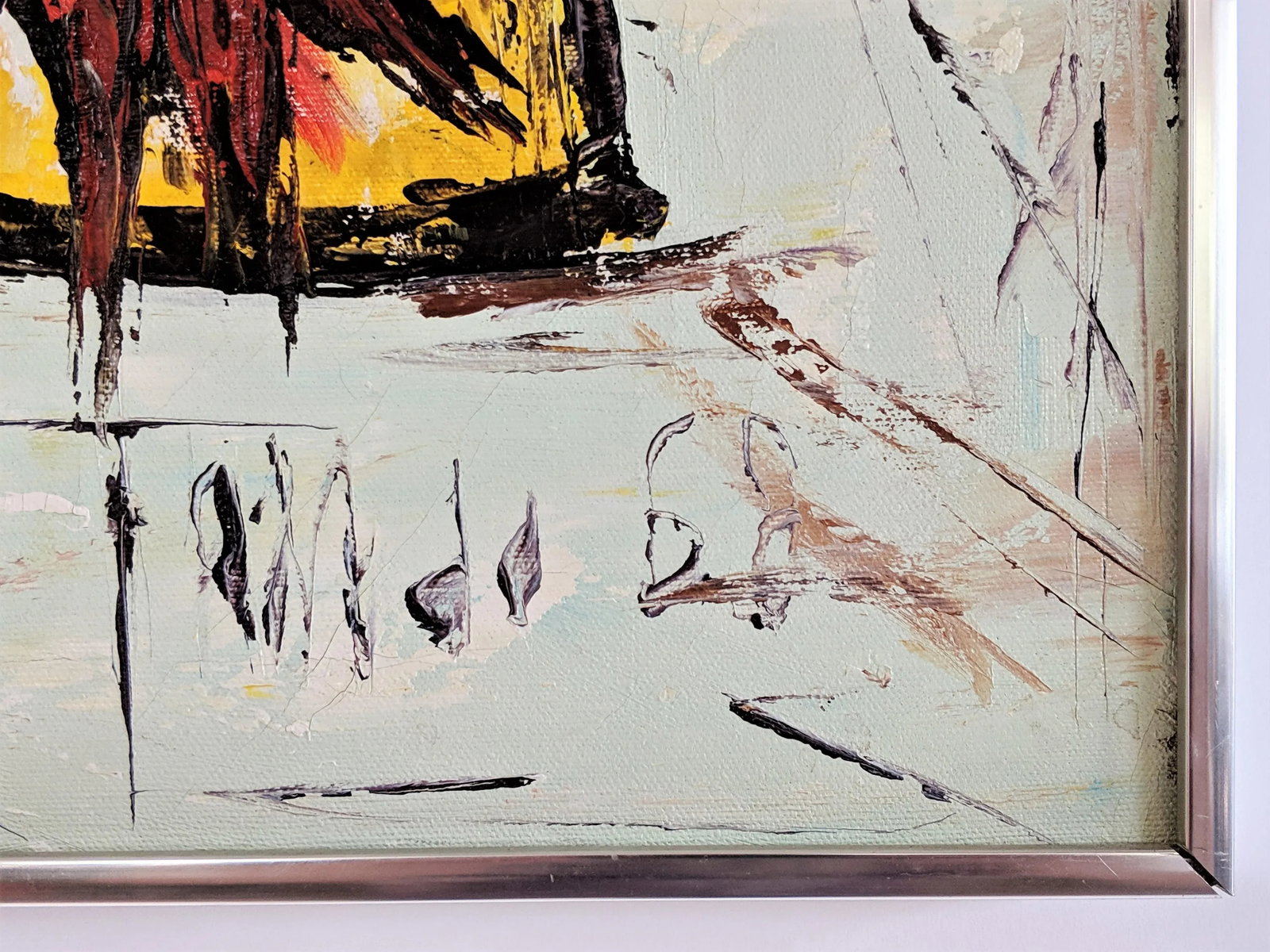 1960s Vintage Abstract Lobster Oil on Canvas Painting - 5