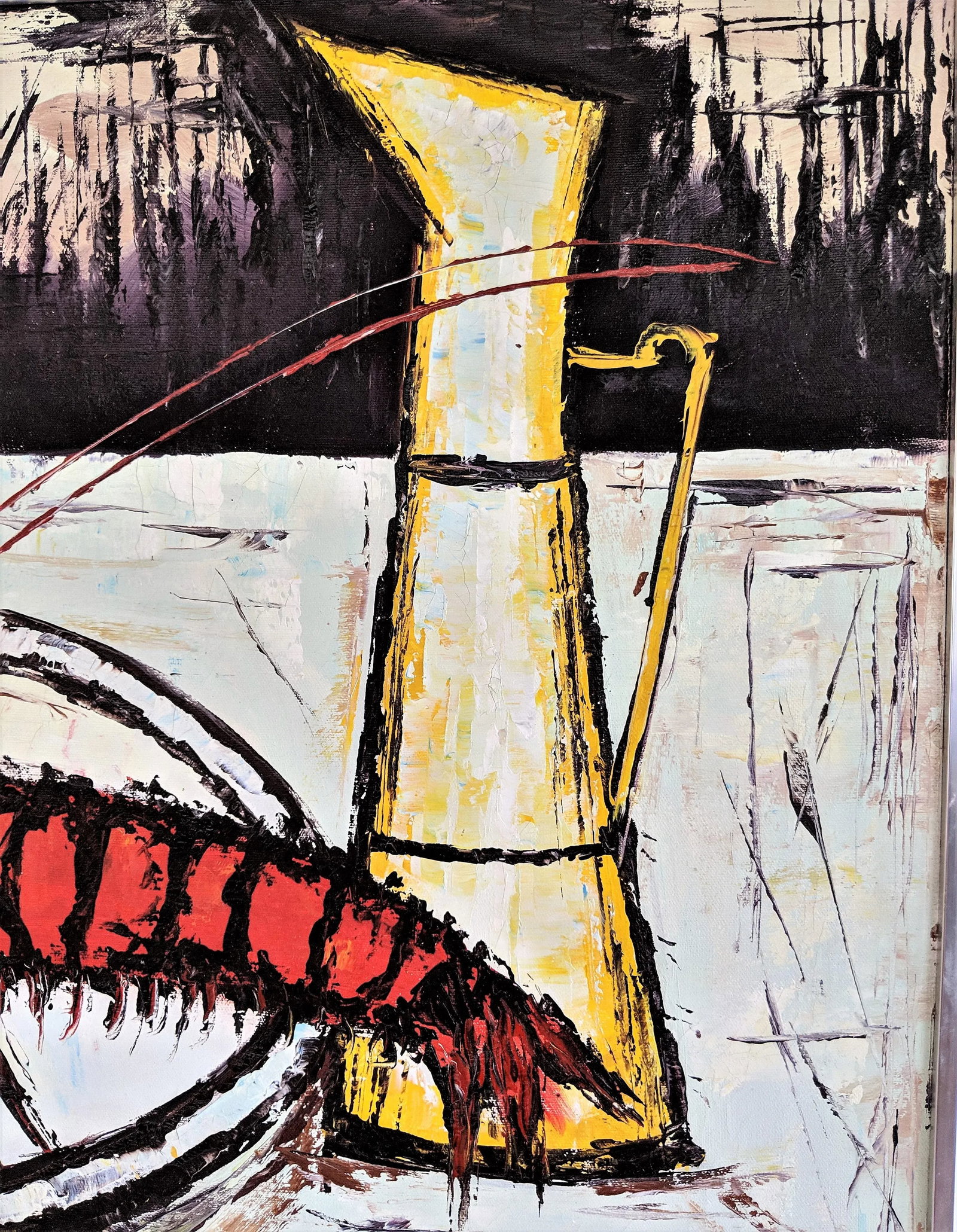 1960s Vintage Abstract Lobster Oil on Canvas Painting - 7