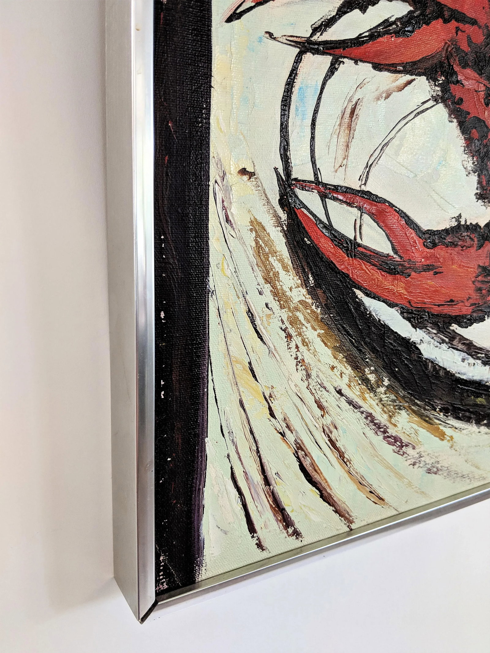 1960s Vintage Abstract Lobster Oil on Canvas Painting - 8