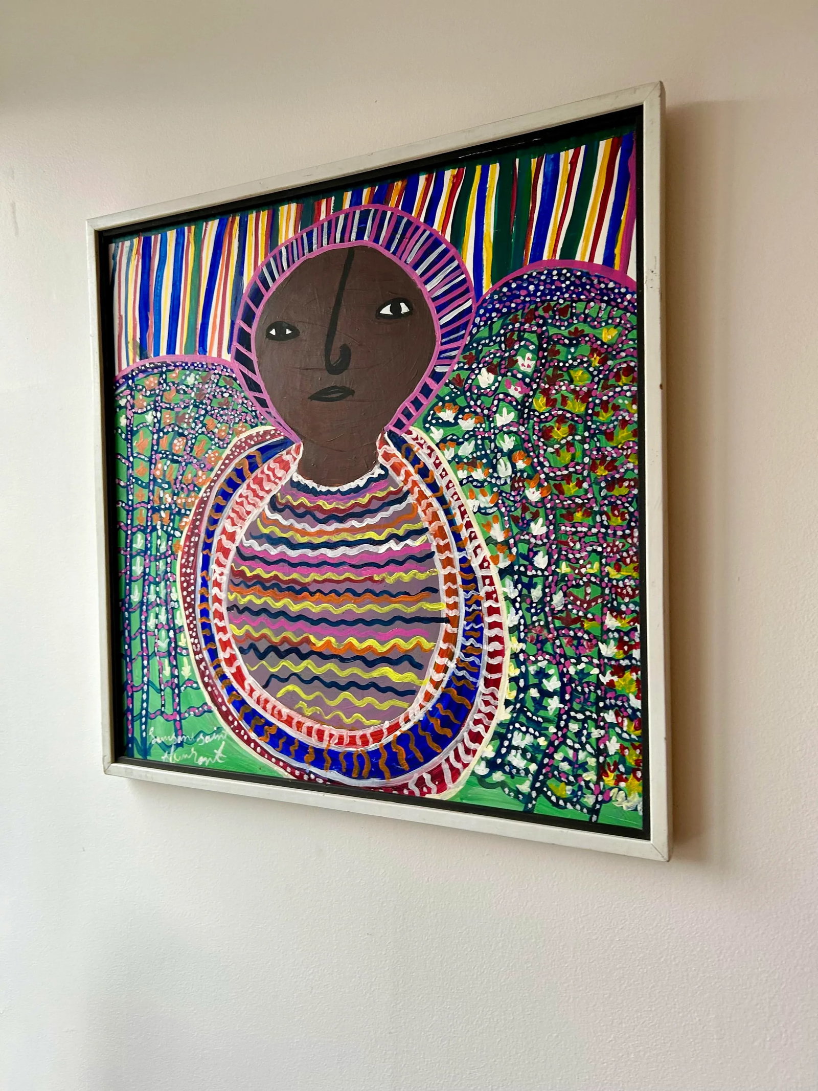 1970s Louisiane Saint Fleurant Haitian Painting, Framed - 2