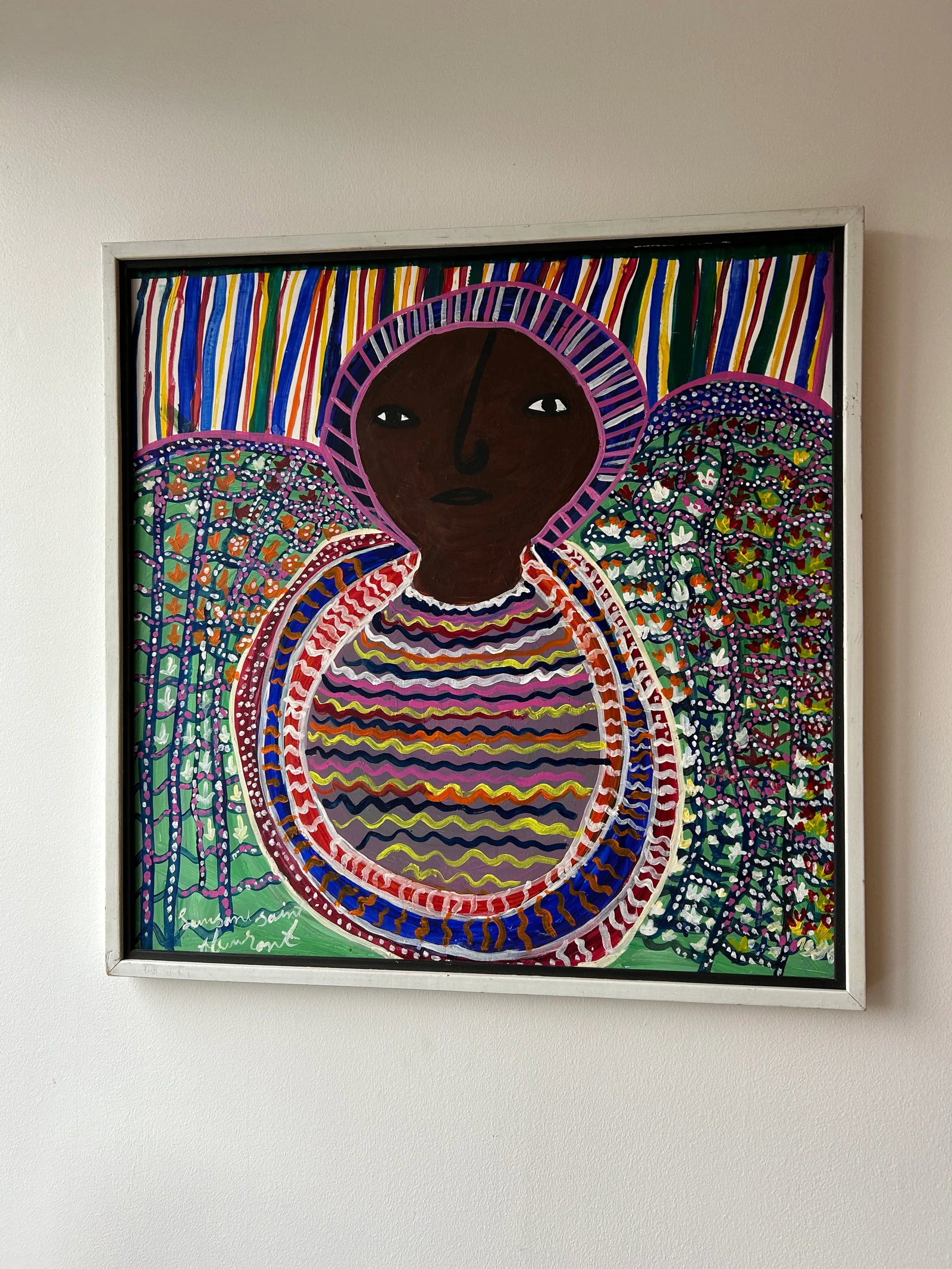 1970s Louisiane Saint Fleurant Haitian Painting, Framed - 3