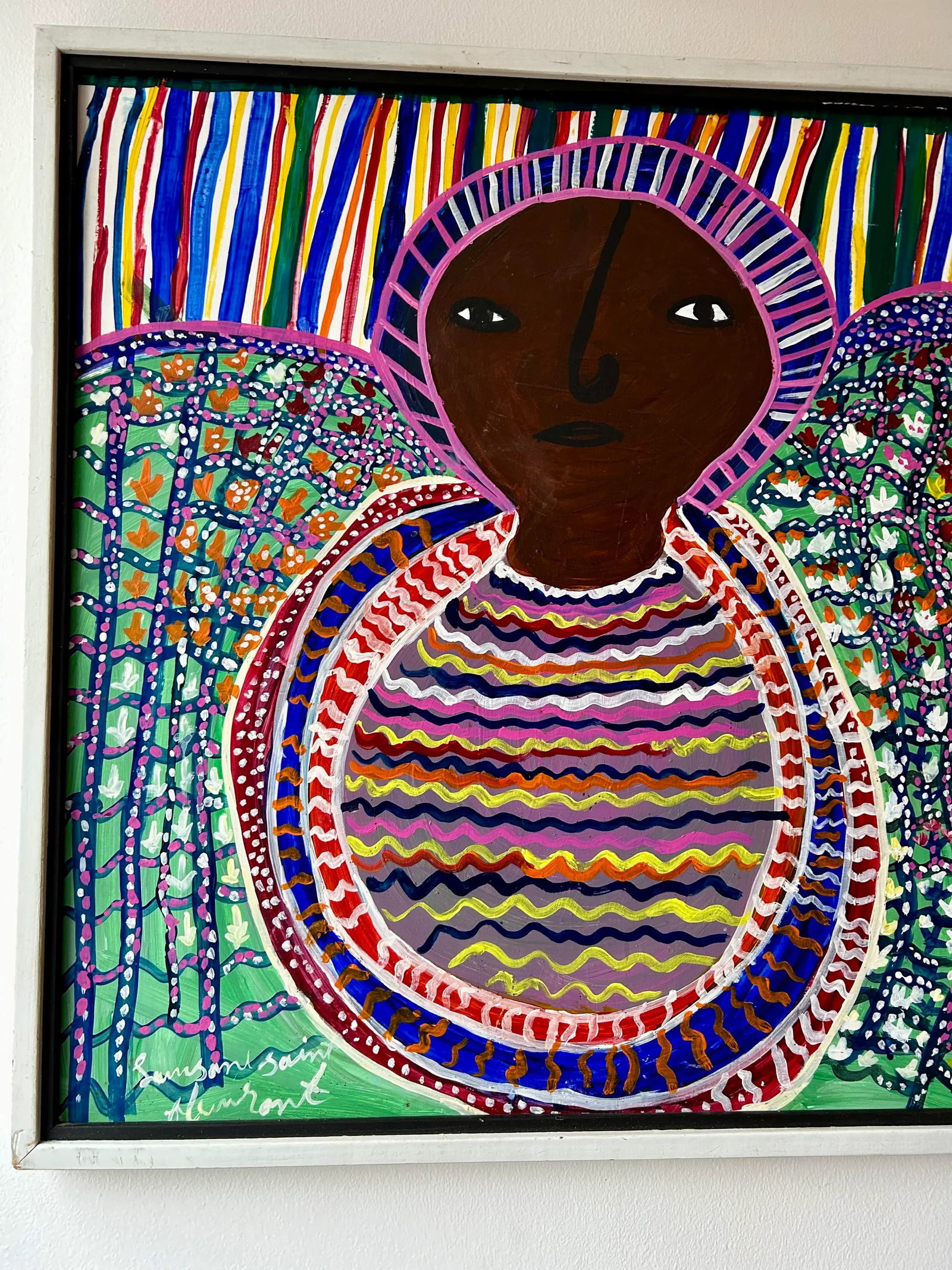 1970s Louisiane Saint Fleurant Haitian Painting, Framed - 6