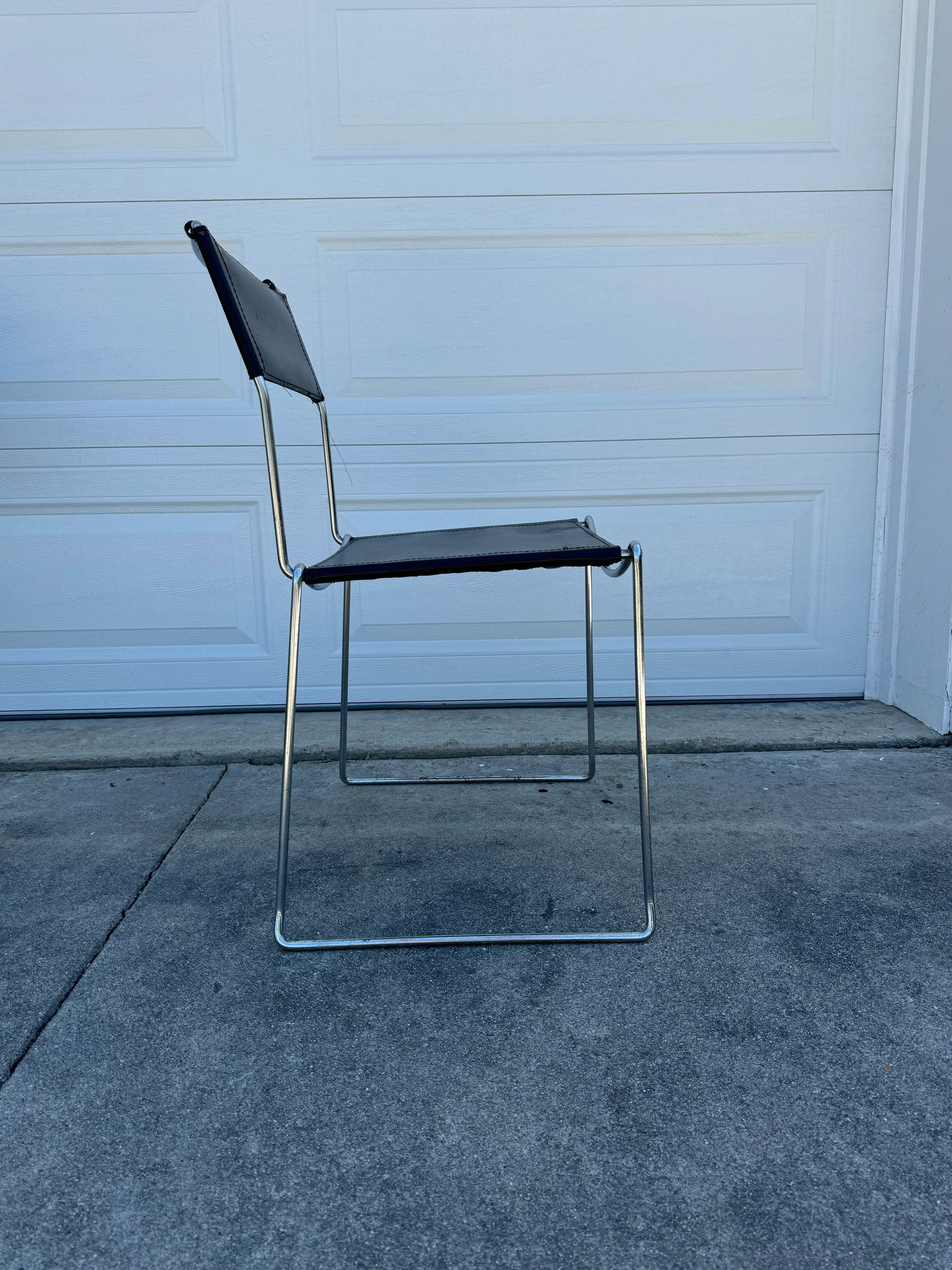 1980s Giandomenico Belotti Style Black Leather Dining Chairs, a Pair - Made in Italy - 2