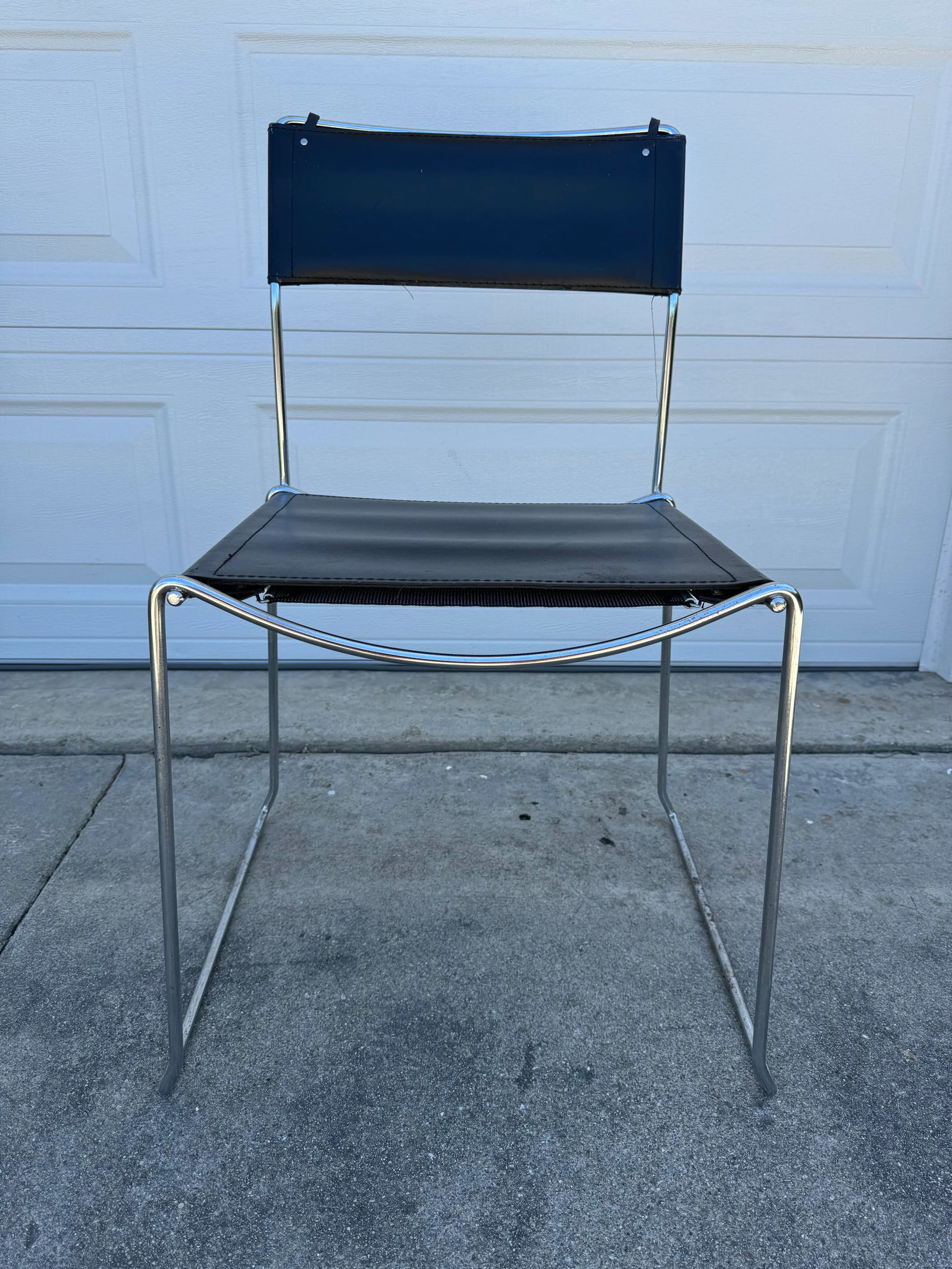 1980s Giandomenico Belotti Style Black Leather Dining Chairs, a Pair - Made in Italy - 3
