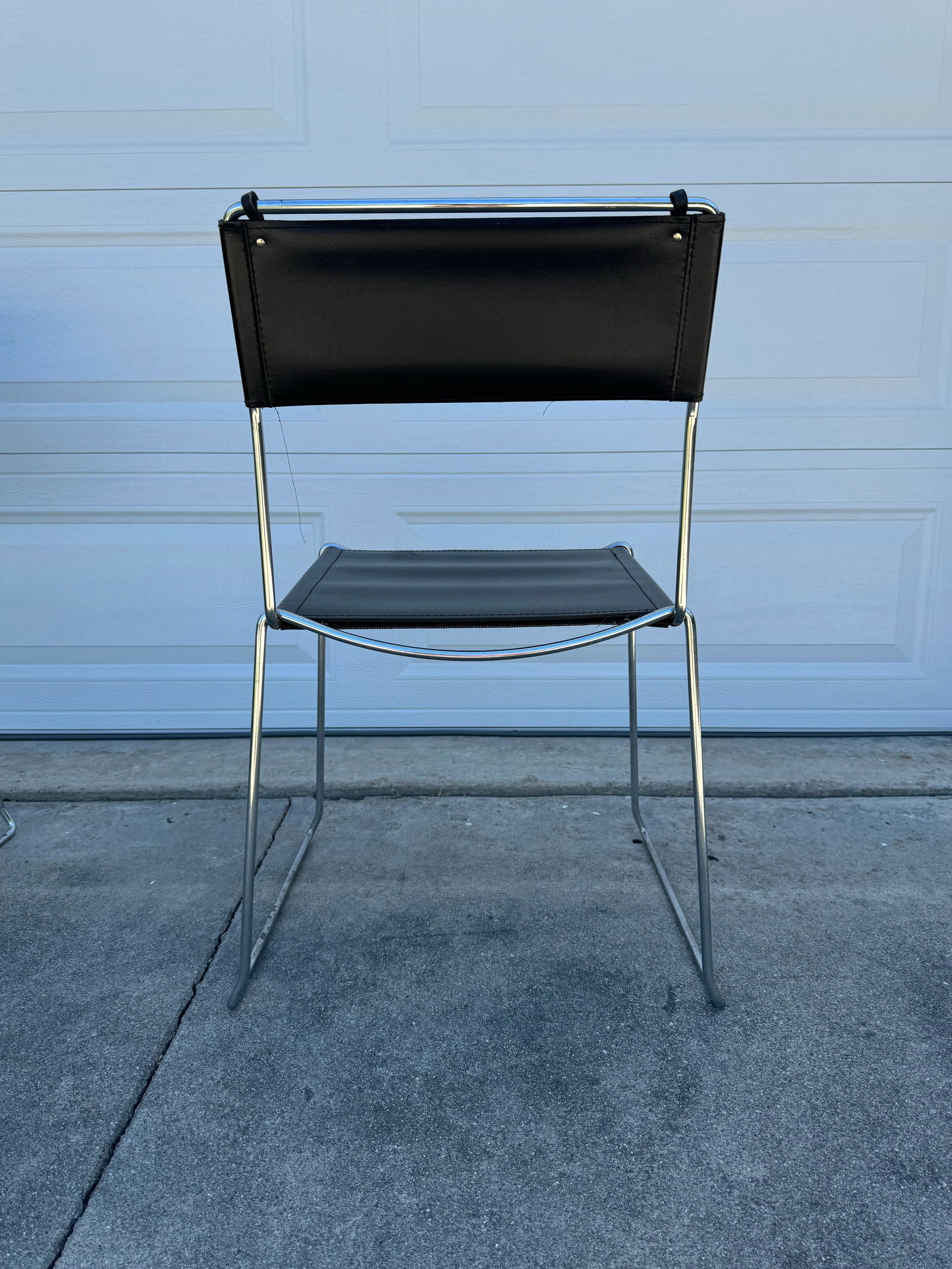 1980s Giandomenico Belotti Style Black Leather Dining Chairs, a Pair - Made in Italy - 5