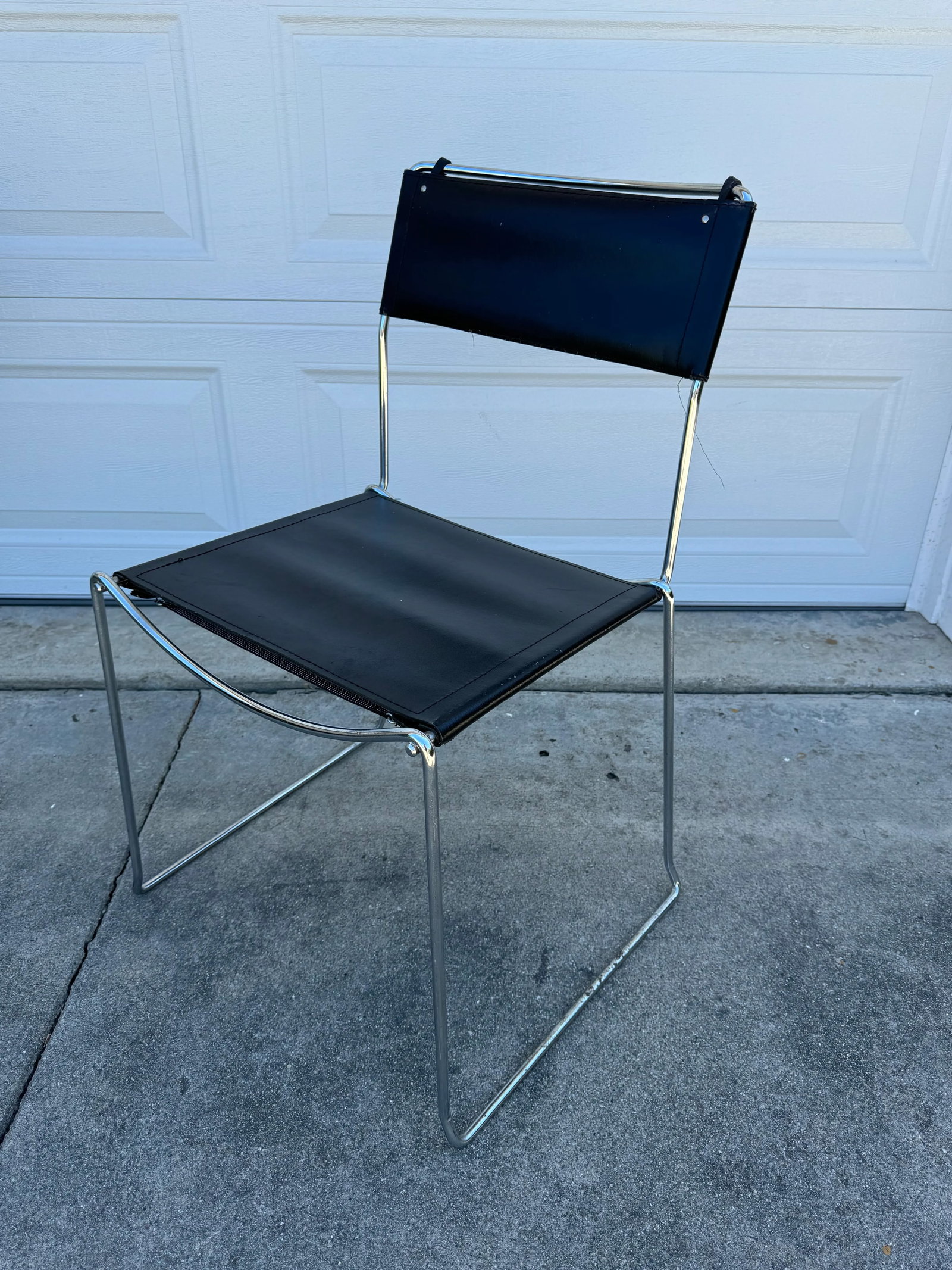 1980s Giandomenico Belotti Style Black Leather Dining Chairs, a Pair - Made in Italy - 6