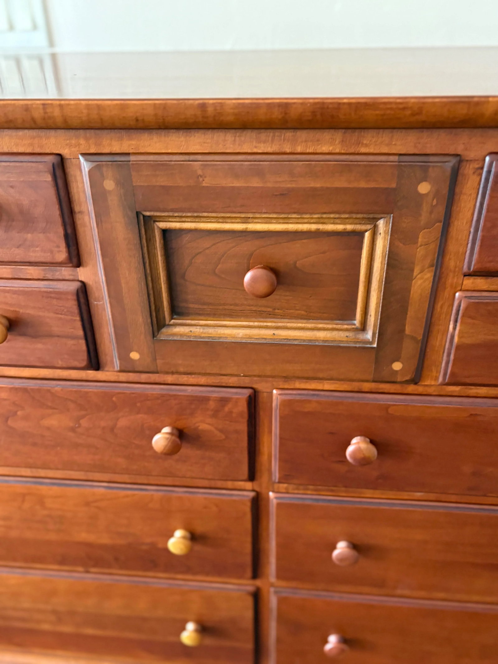 1990s Lexington Solid Cherry Shaker Style Large 11 Drawer Dresser - 8