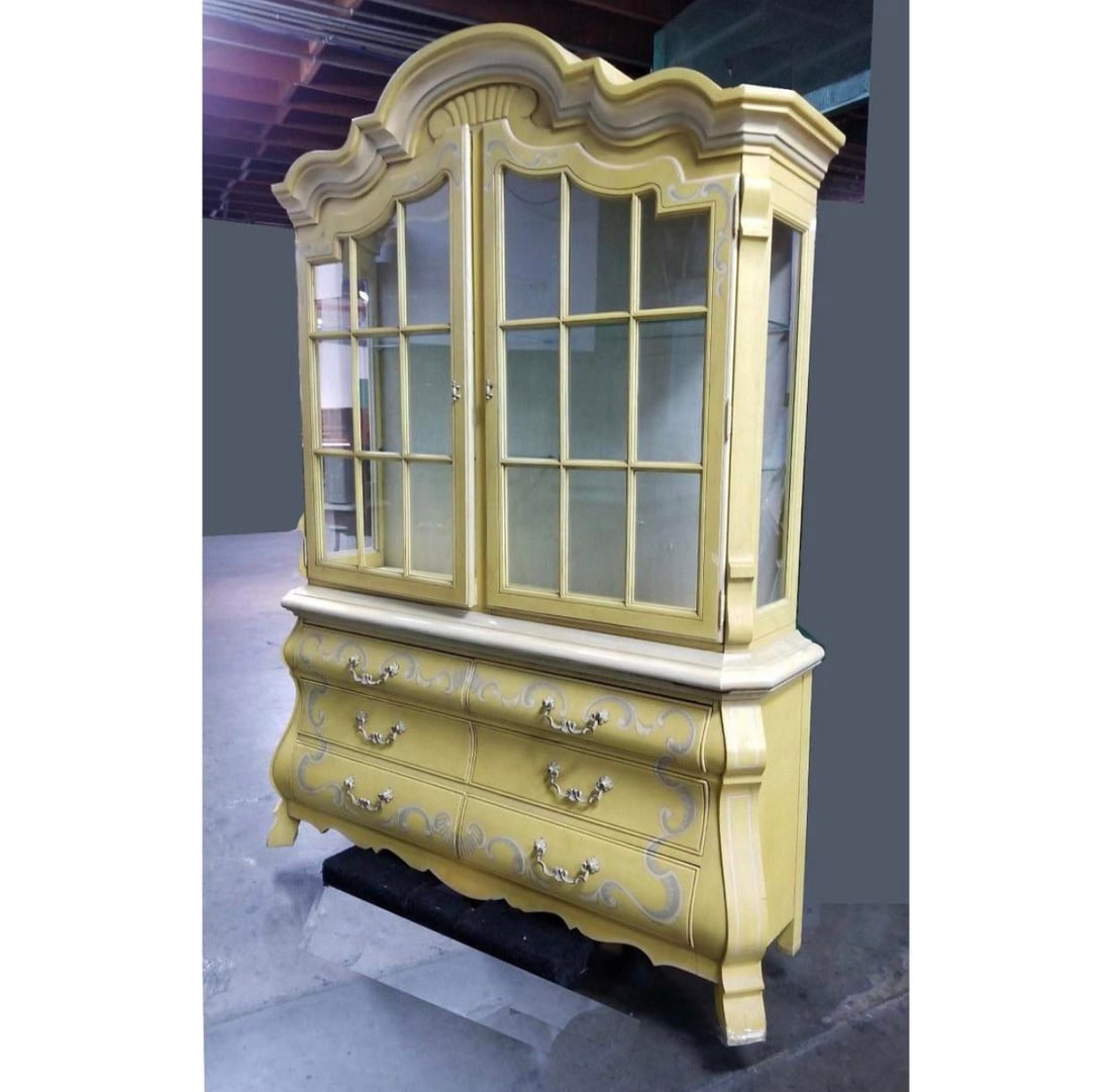 Drexel French Country Yellow China Cabinet - 2
