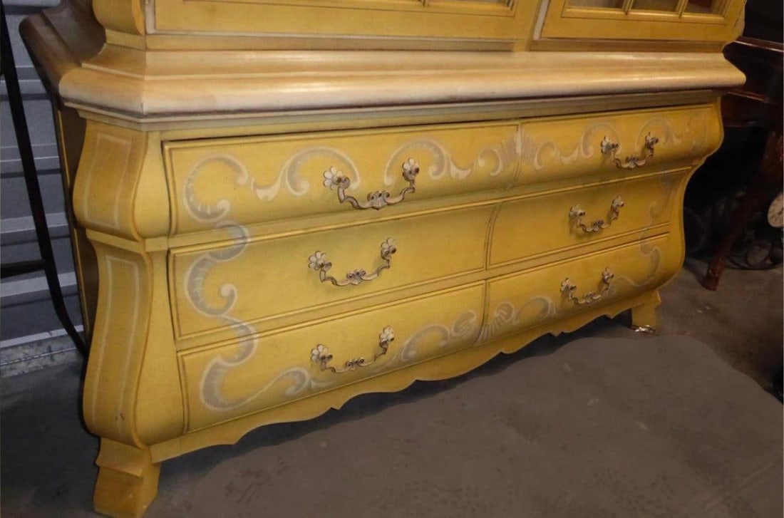 Drexel French Country Yellow China Cabinet - 7