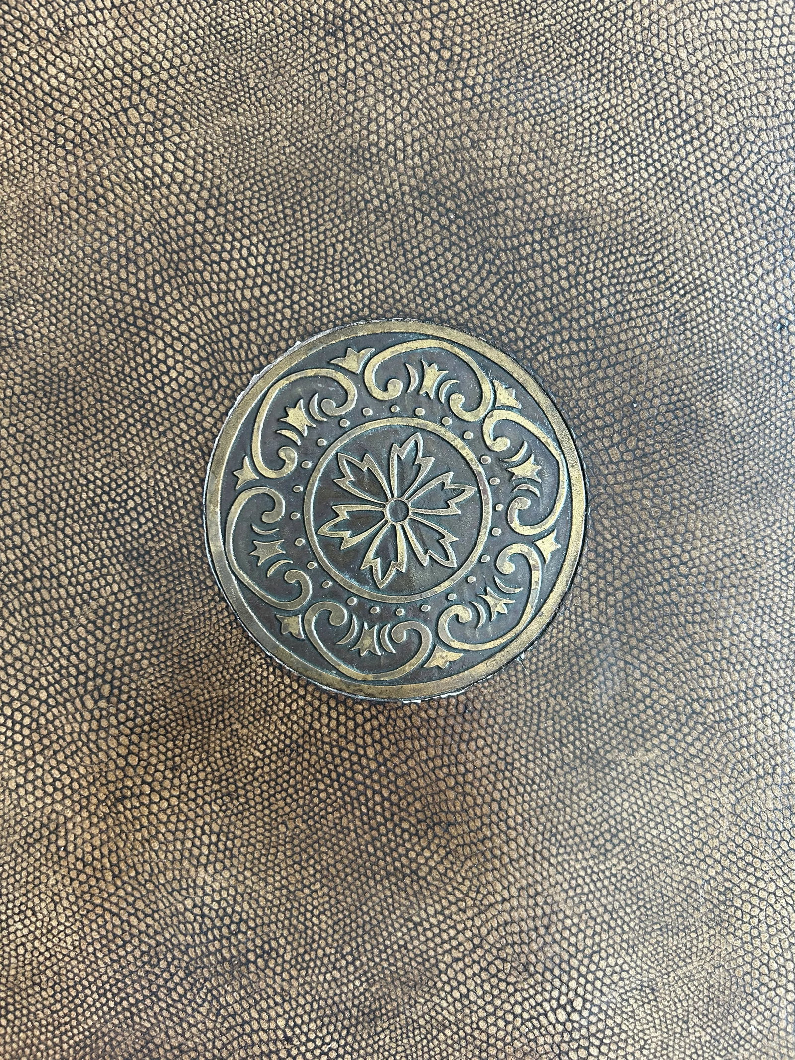 Henredon Leather Embossed Wood Accent Table - 4