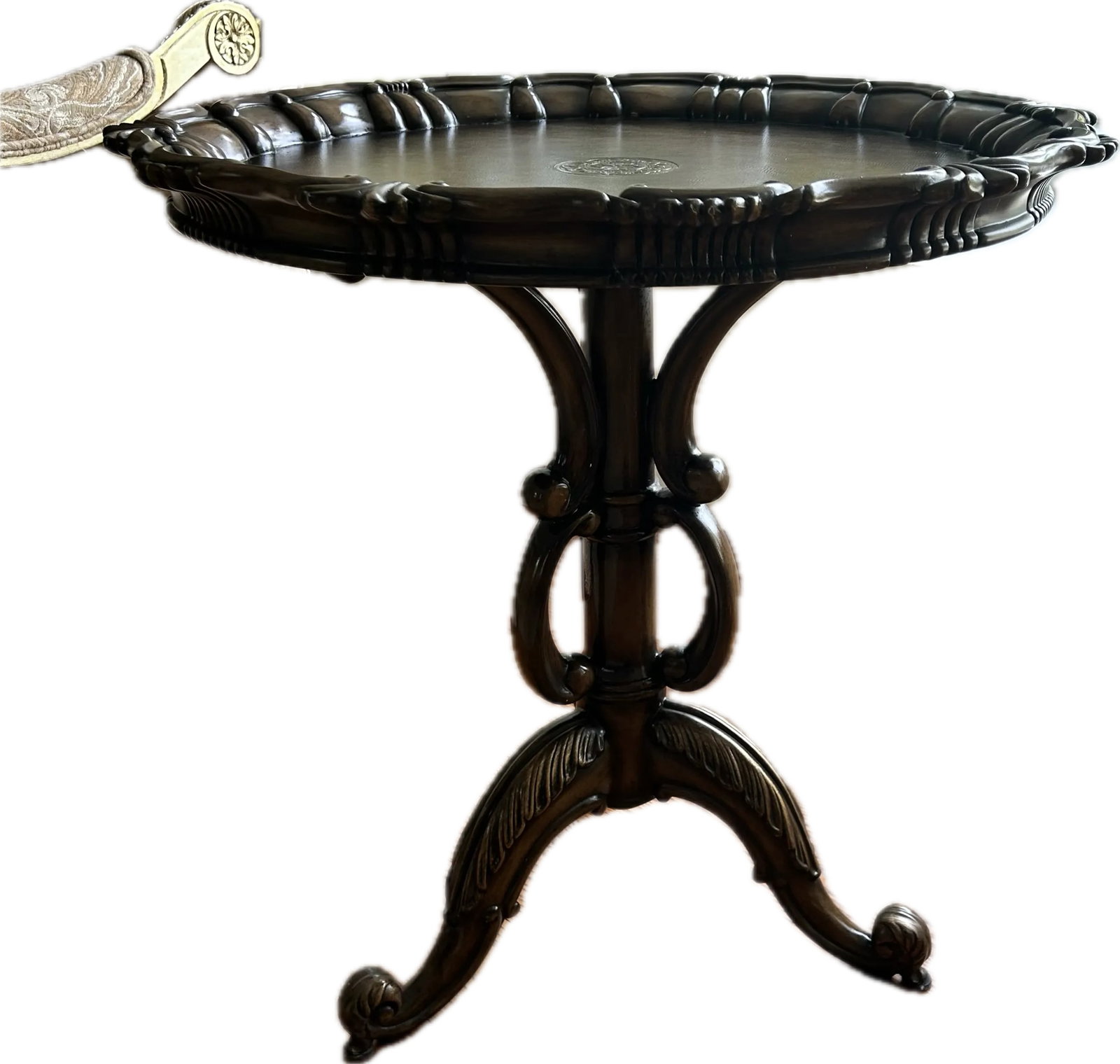 Henredon Leather Embossed Wood Accent Table - 5